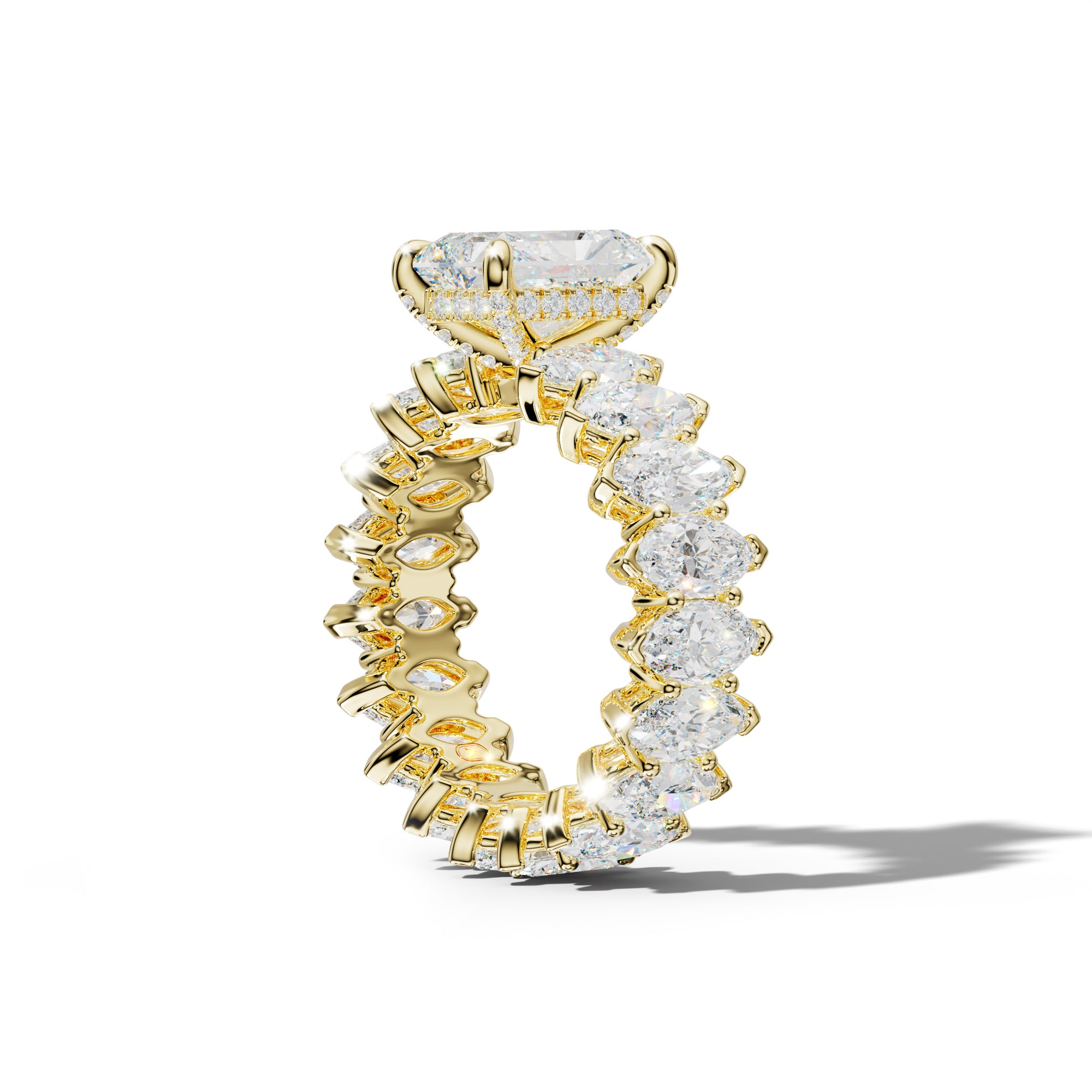 Taylor Radiant Diamond Engagement Ring With Marquise Side Stones