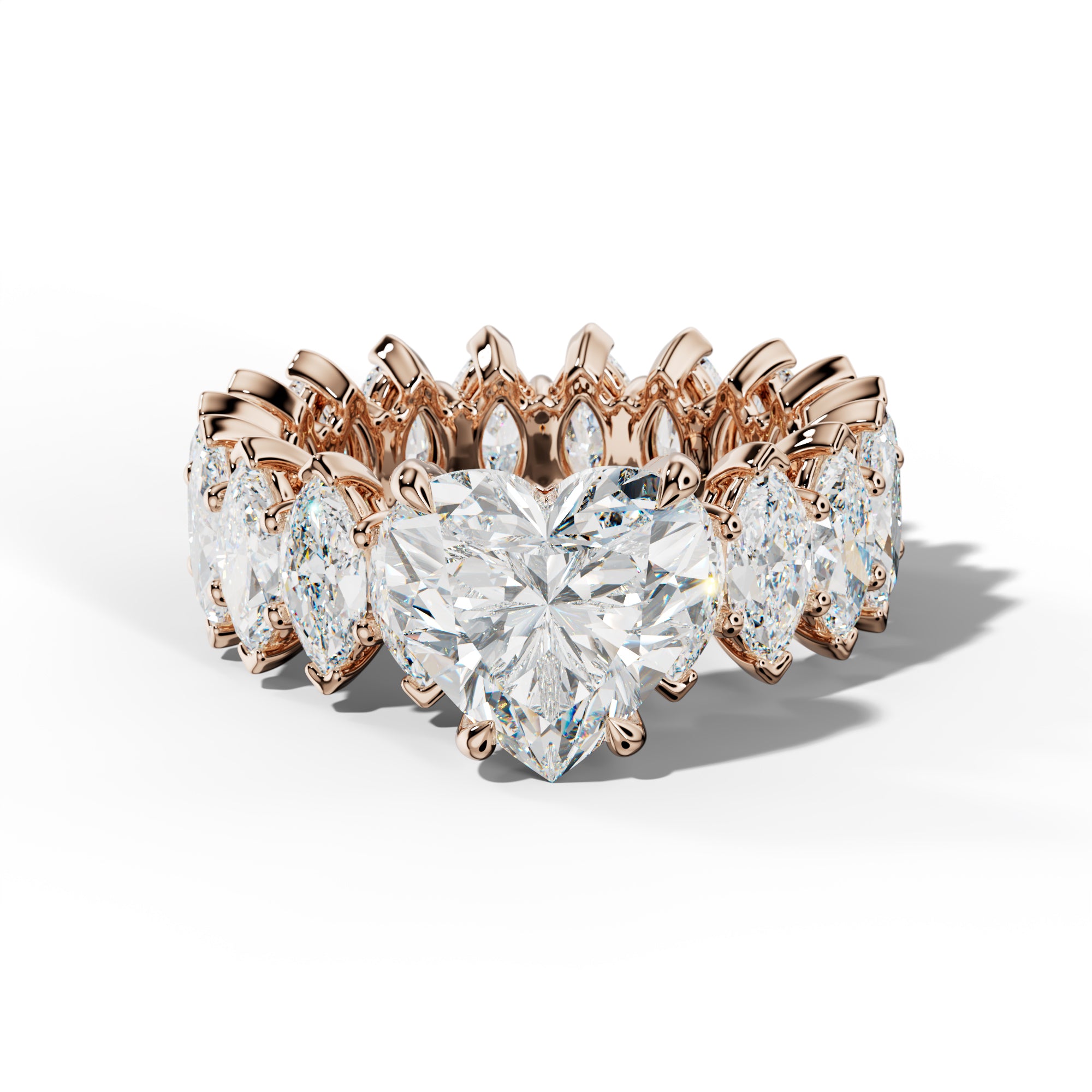Taylor Heart Diamond Engagement Ring With Marquise Side Stones