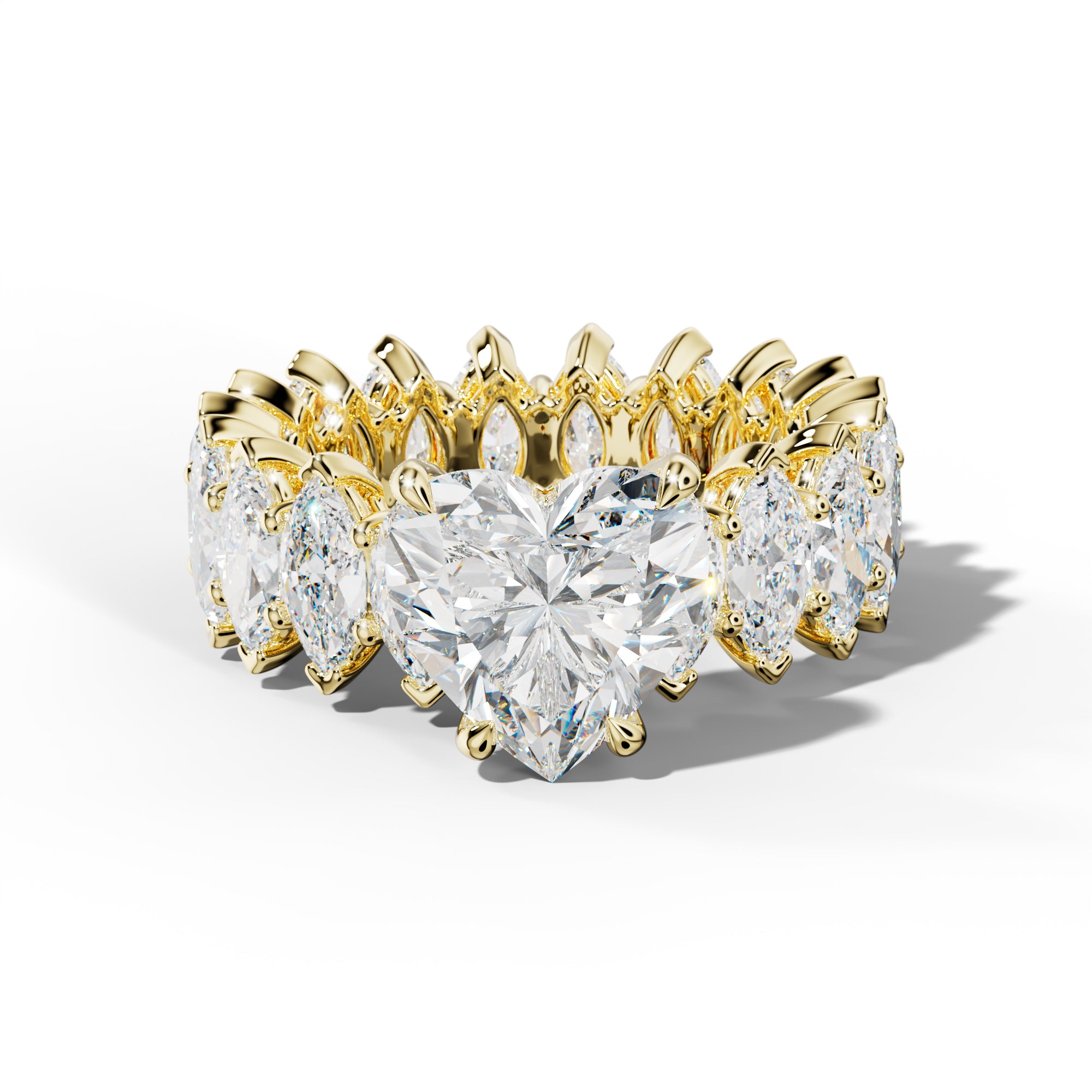 Taylor Heart Diamond Engagement Ring With Marquise Side Stones