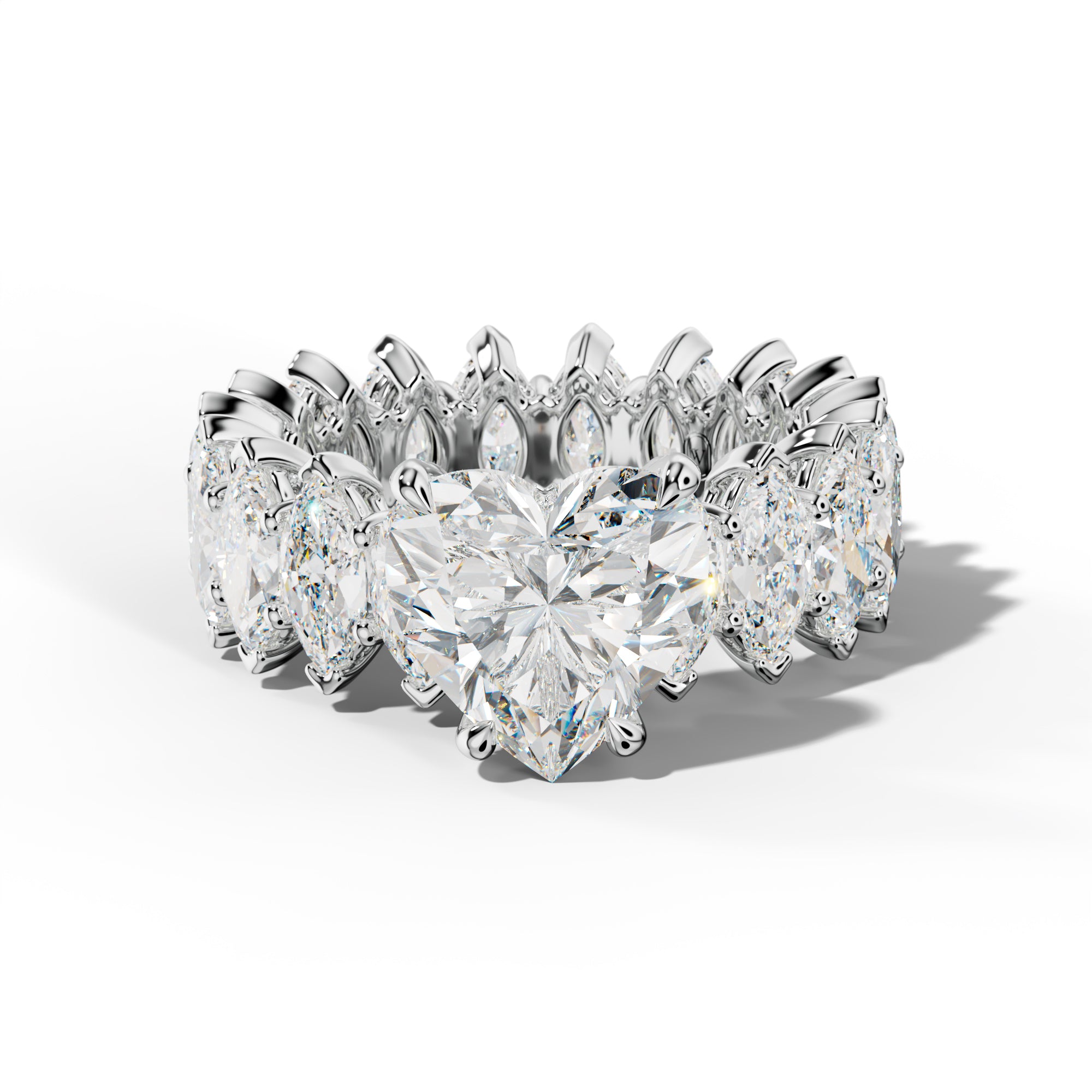 Taylor Heart Diamond Engagement Ring With Marquise Side Stones