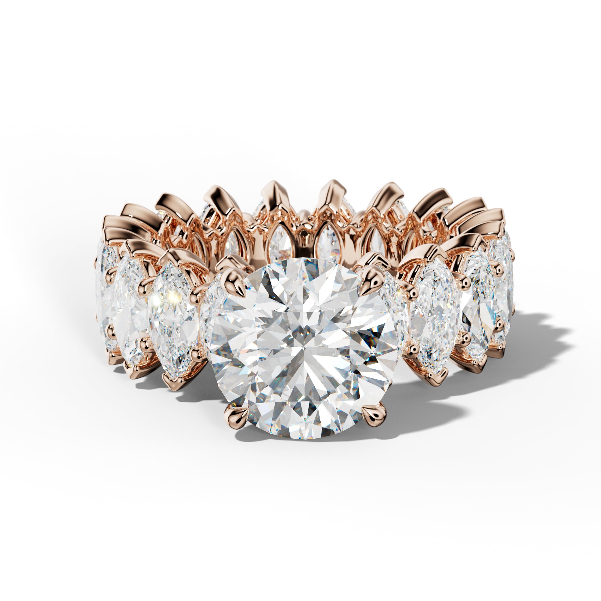 Taylor Round Diamond Engagement Ring With Marquise Side Stones