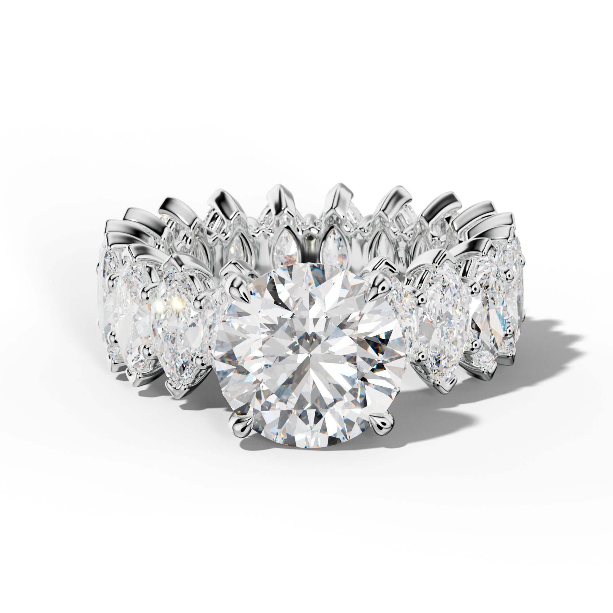 Taylor Round Diamond Engagement Ring With Marquise Side Stones