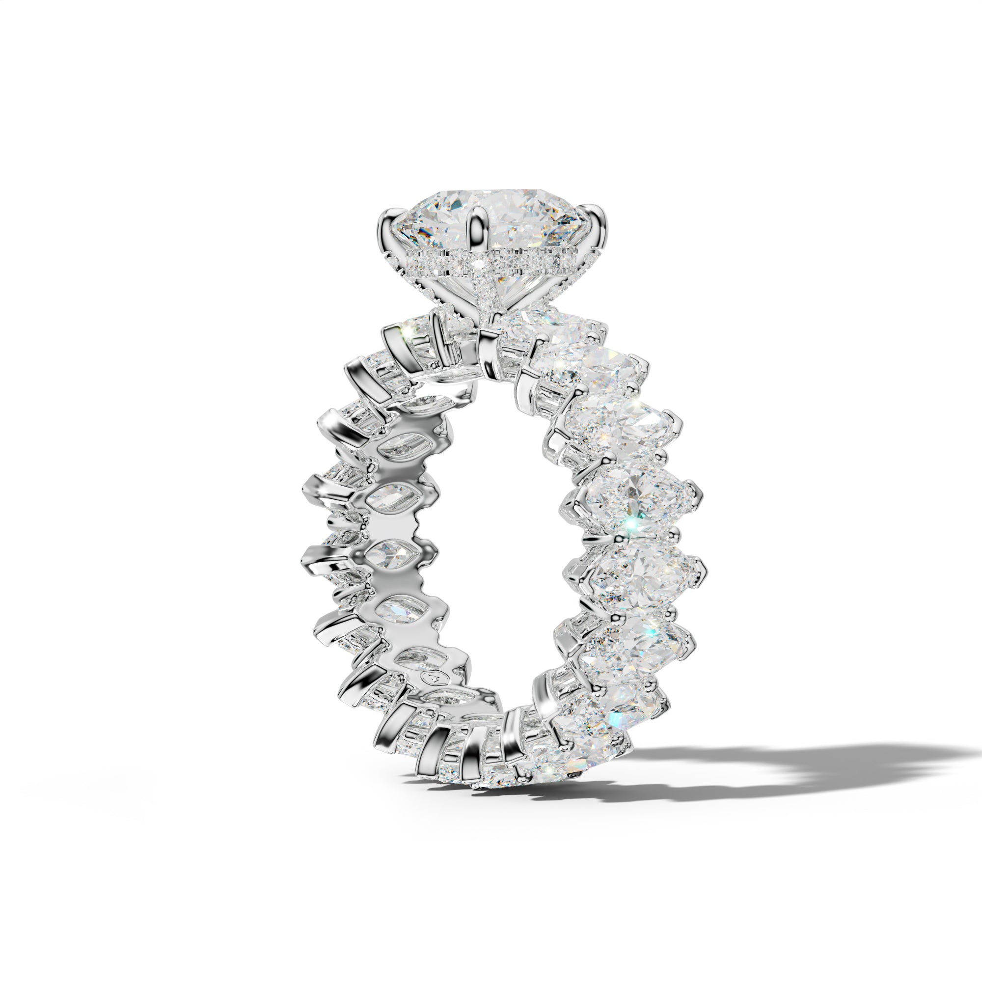 Taylor Round Diamond Engagement Ring With Marquise Side Stones