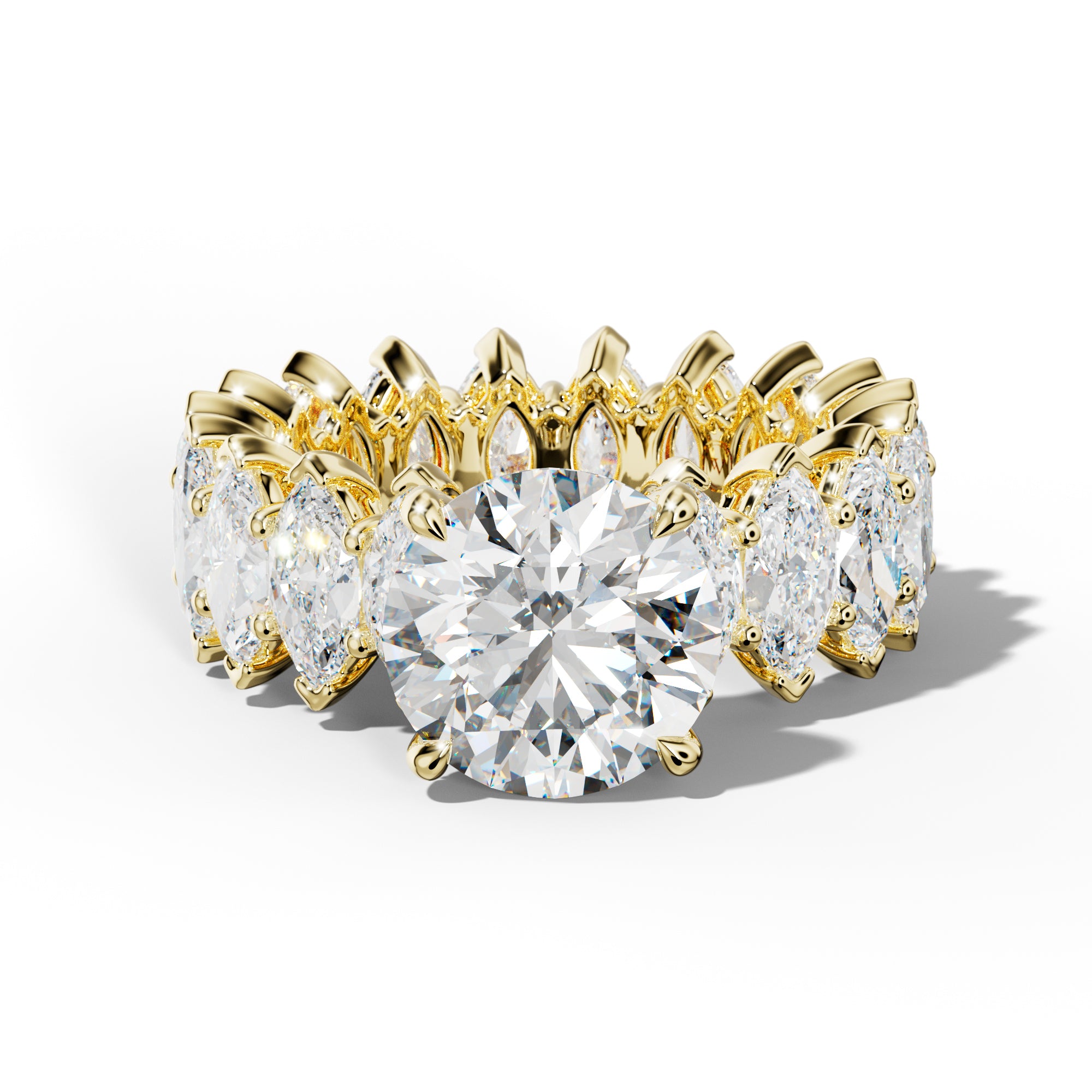 Taylor Round Diamond Engagement Ring With Marquise Side Stones