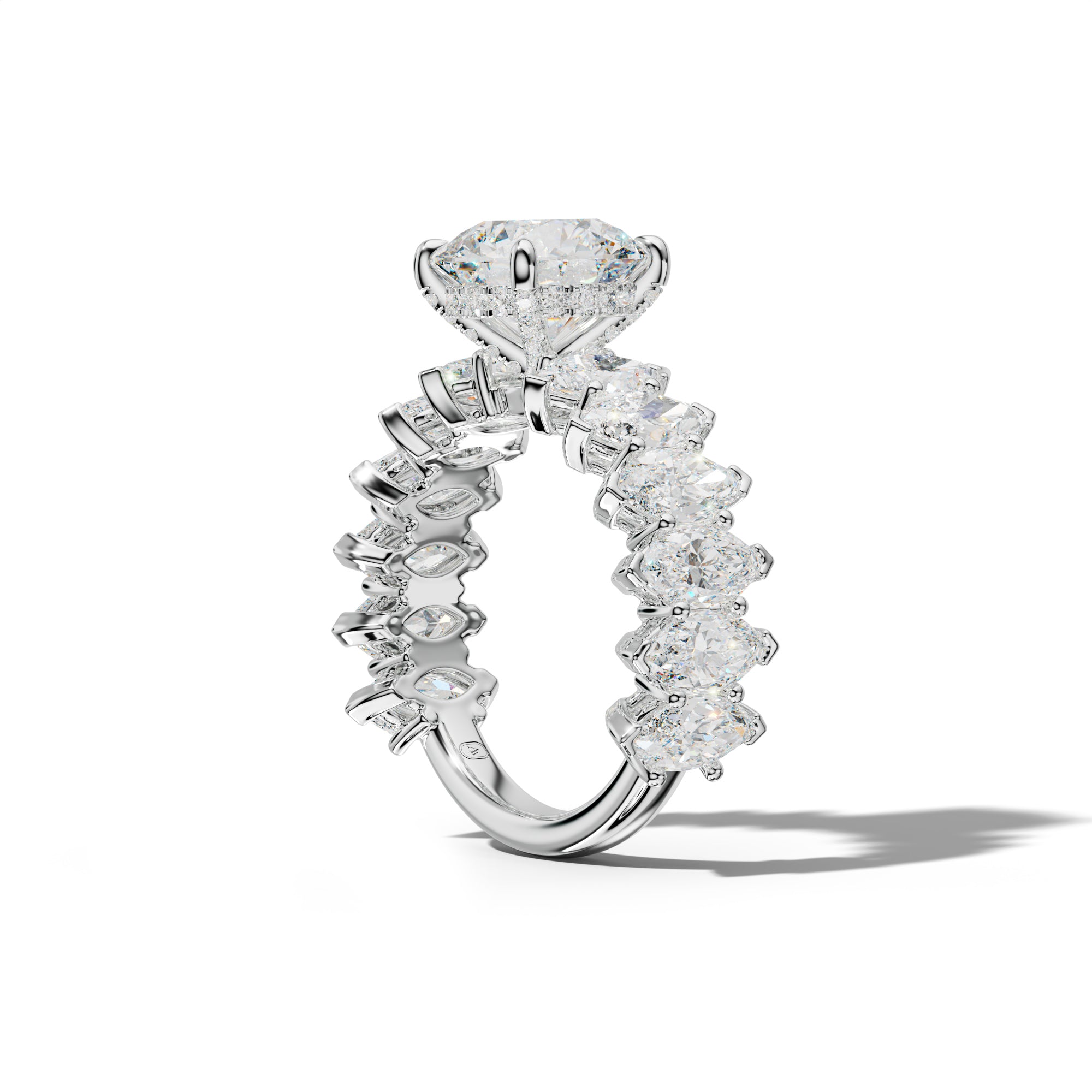Ashley Round Diamond Engagement Ring With Marquise Side Stones