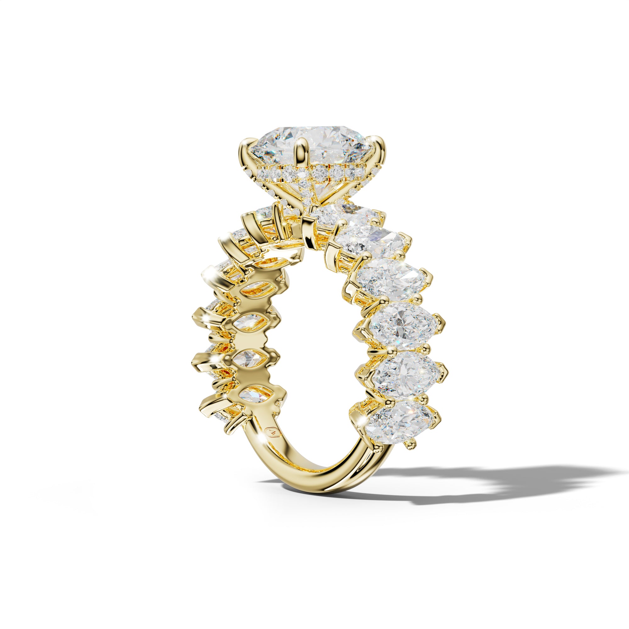 Ashley Round Diamond Engagement Ring With Marquise Side Stones