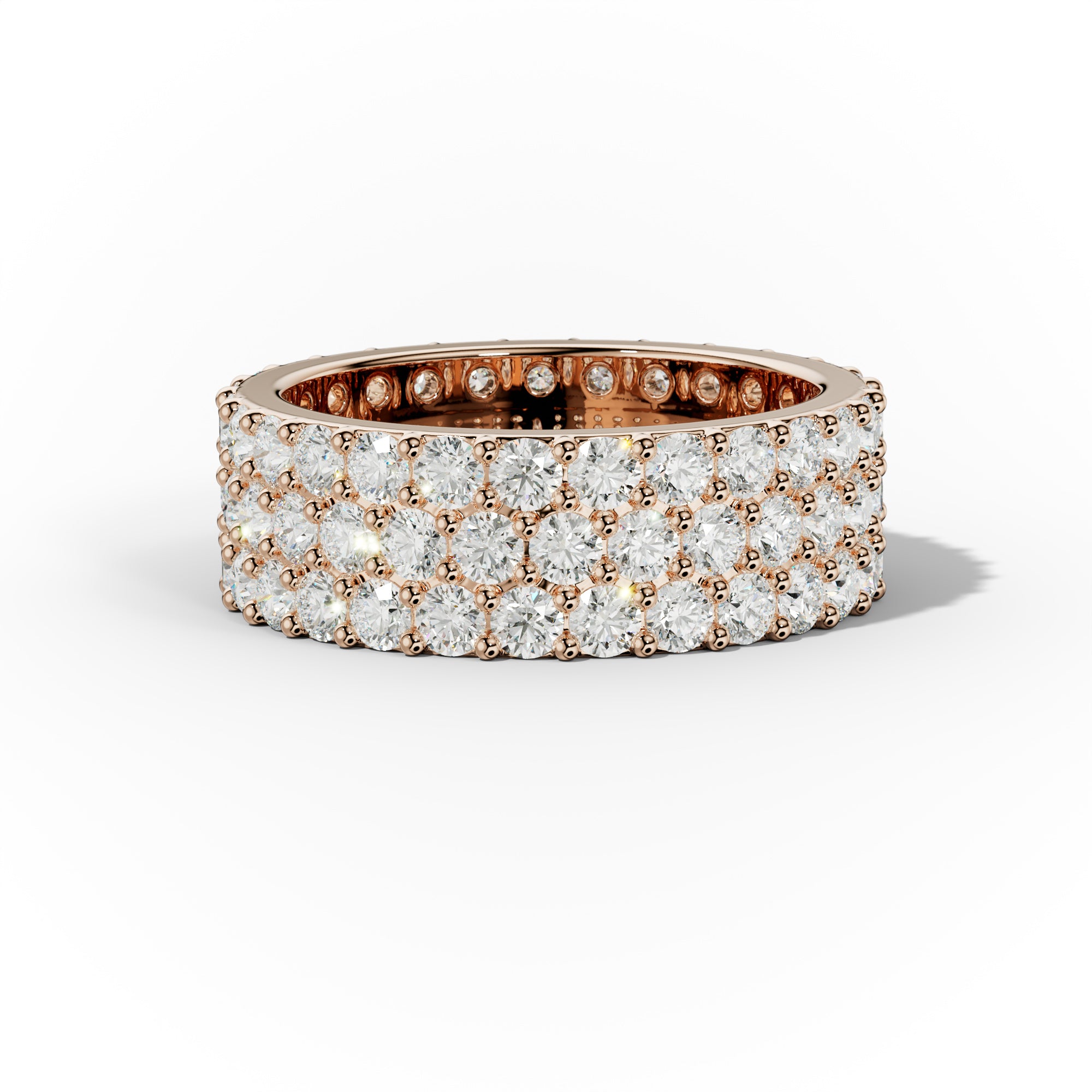 3 ct Round Diamond Eternity Band Triple Row Design