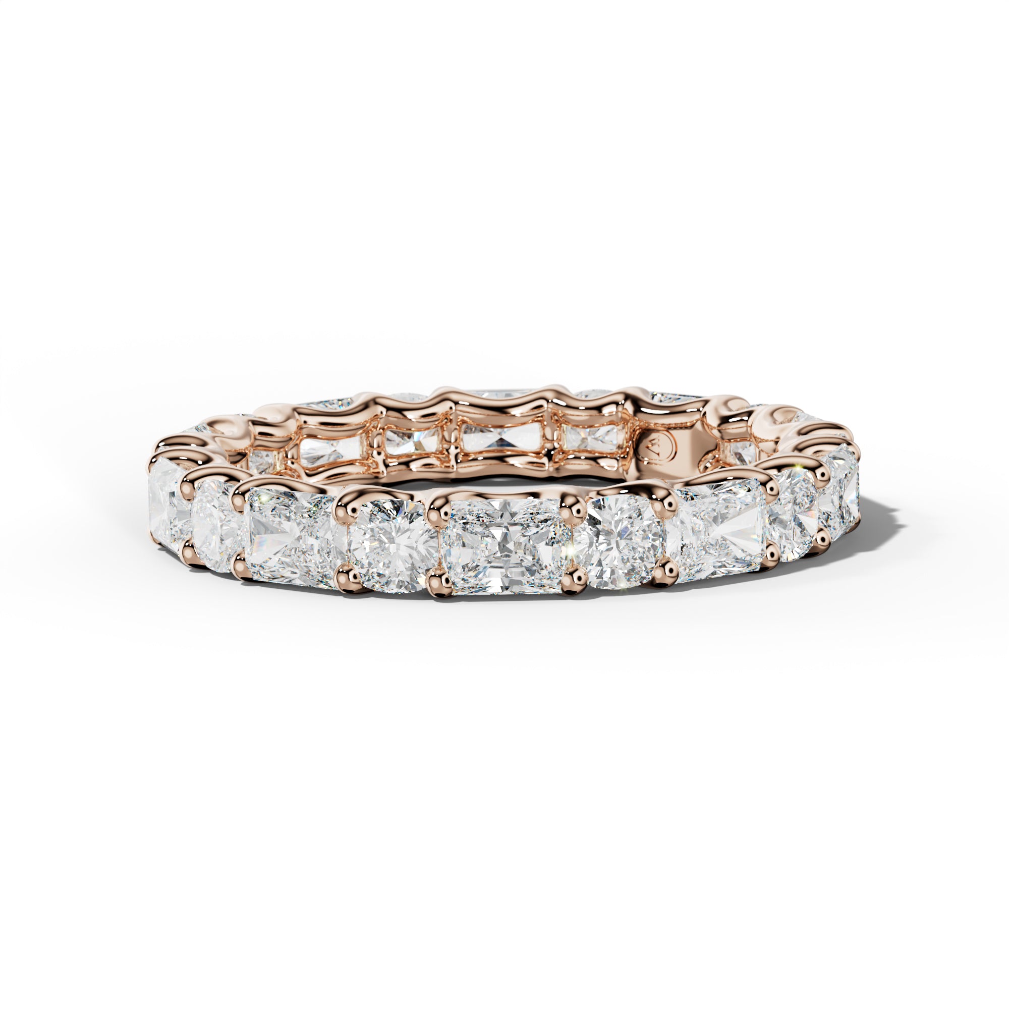 3.0 Carat East West Radiant and Cushion Diamond Eternity Band Shared Prong