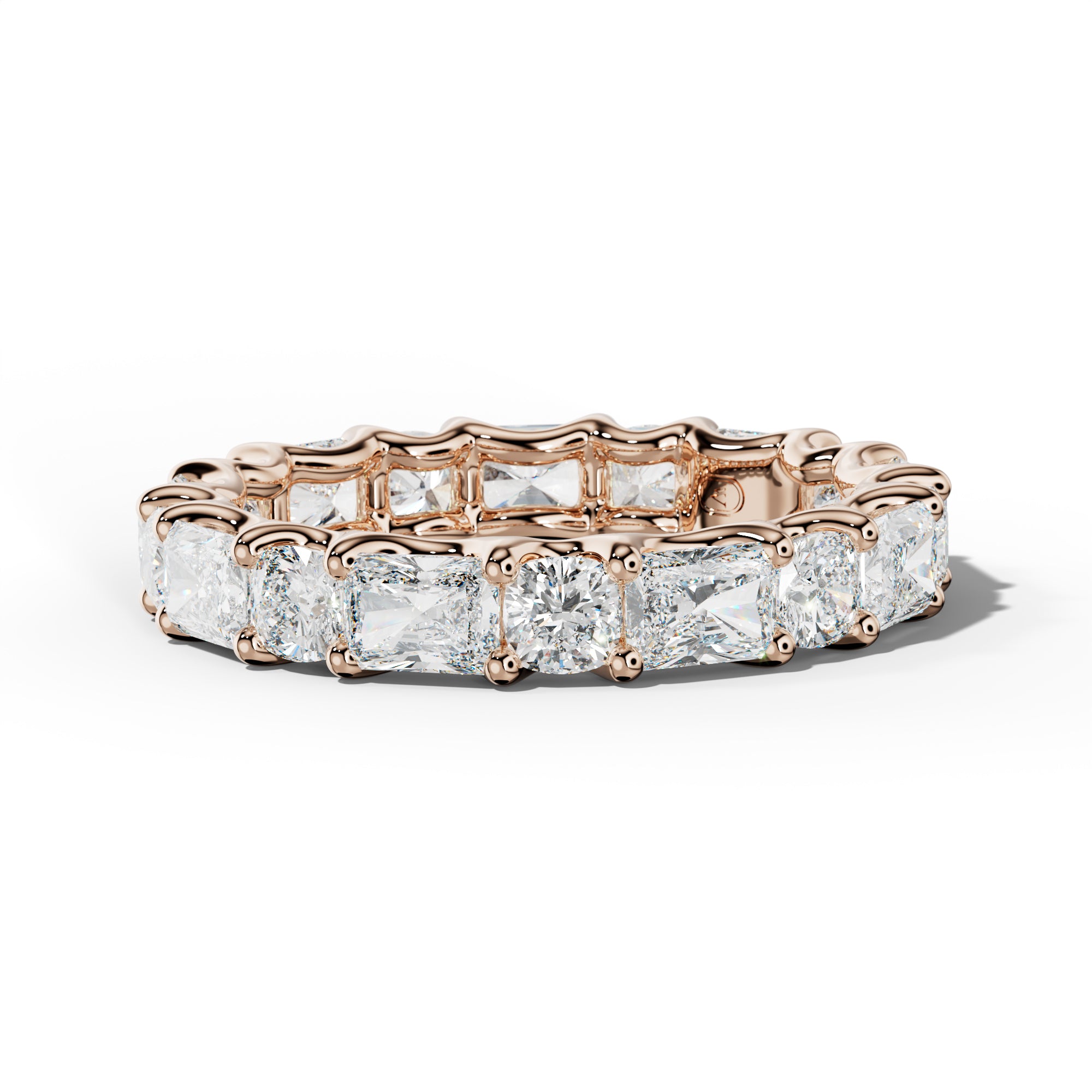4.0 Carat East West Radiant and Cushion Diamond Eternity Band Shared Prong