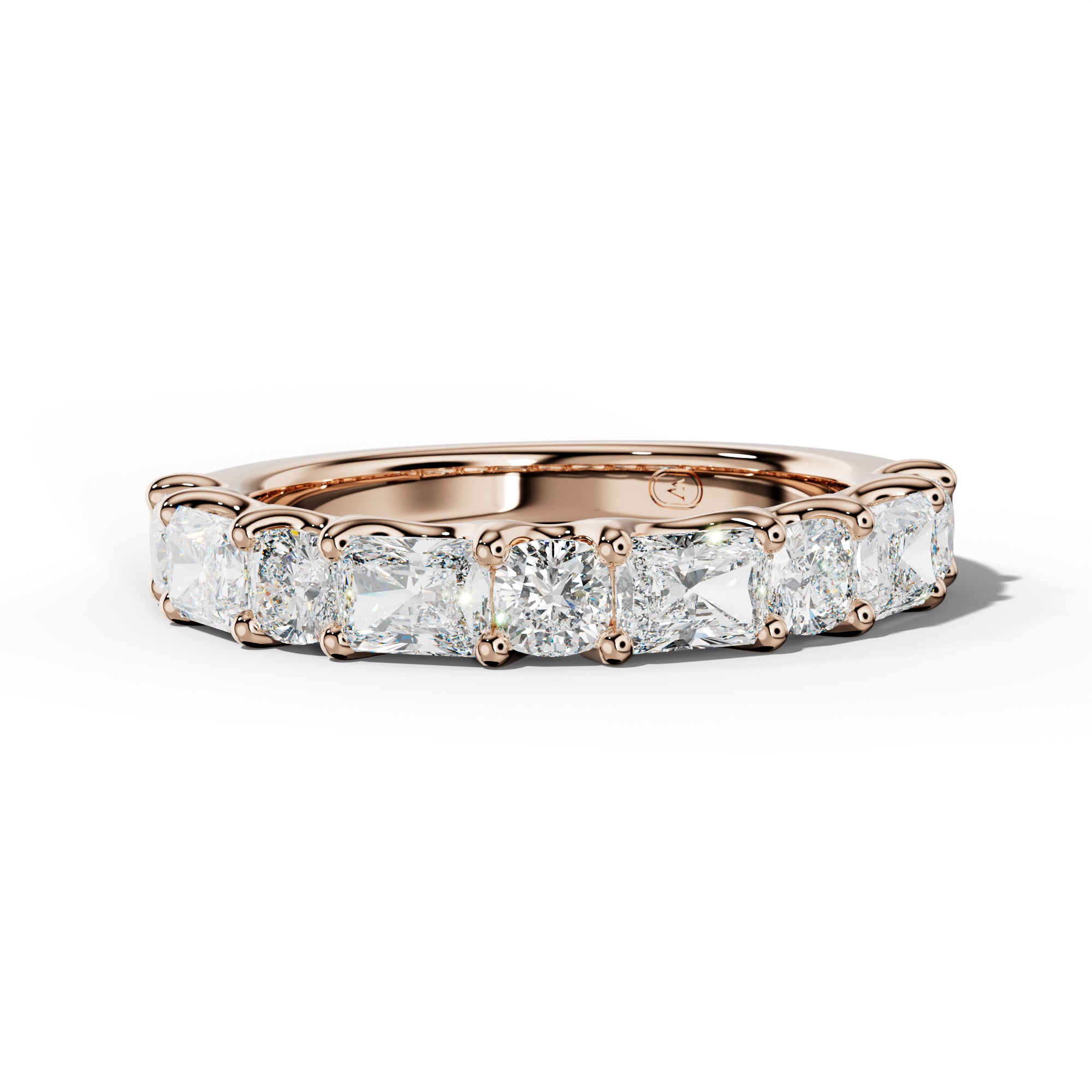 2.0 Carat East West Radiant and Cushion Diamond Half Anniversary Band Shared Prong