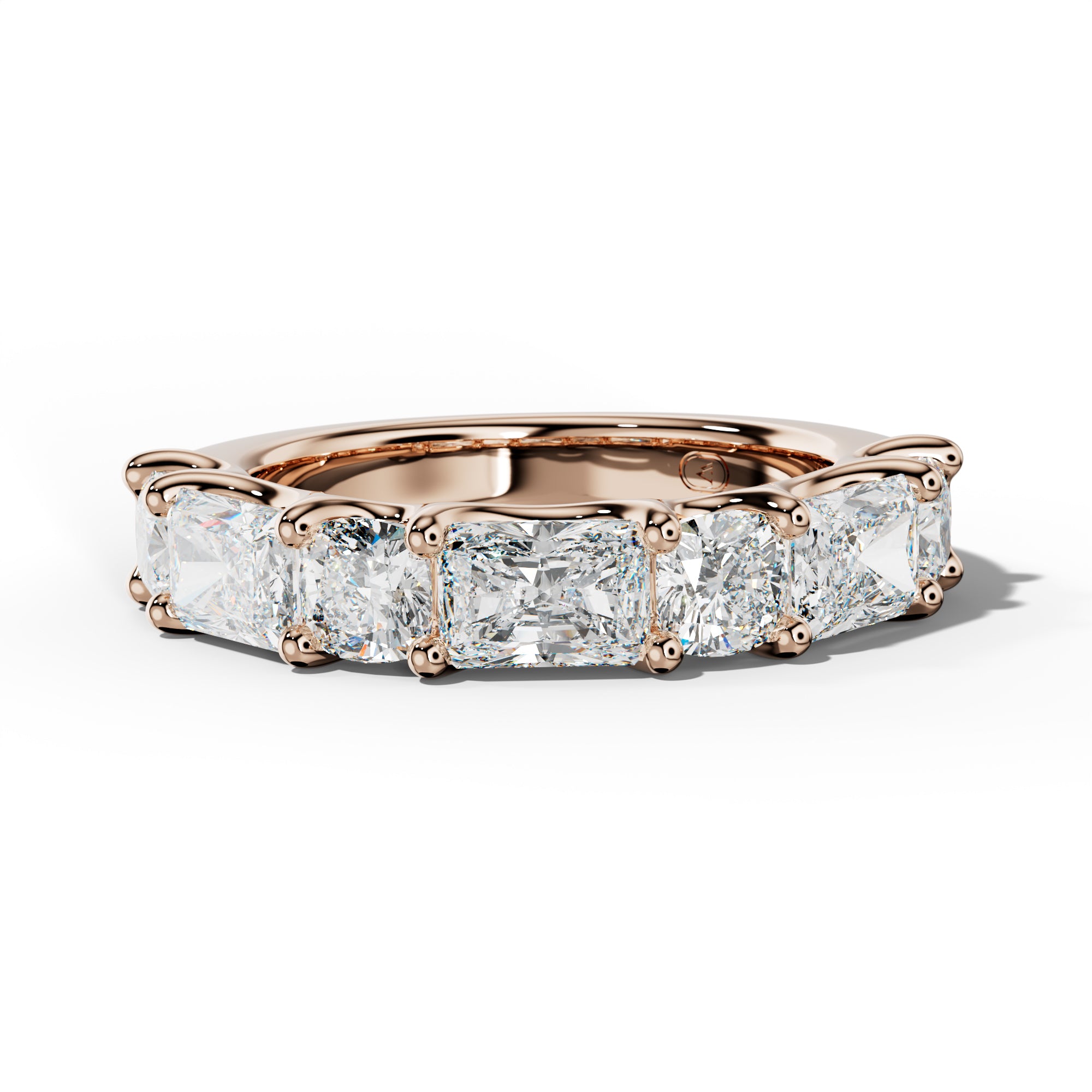 4.0 Carat East West Radiant and Cushion Diamond Half Anniversary Band Shared Prong