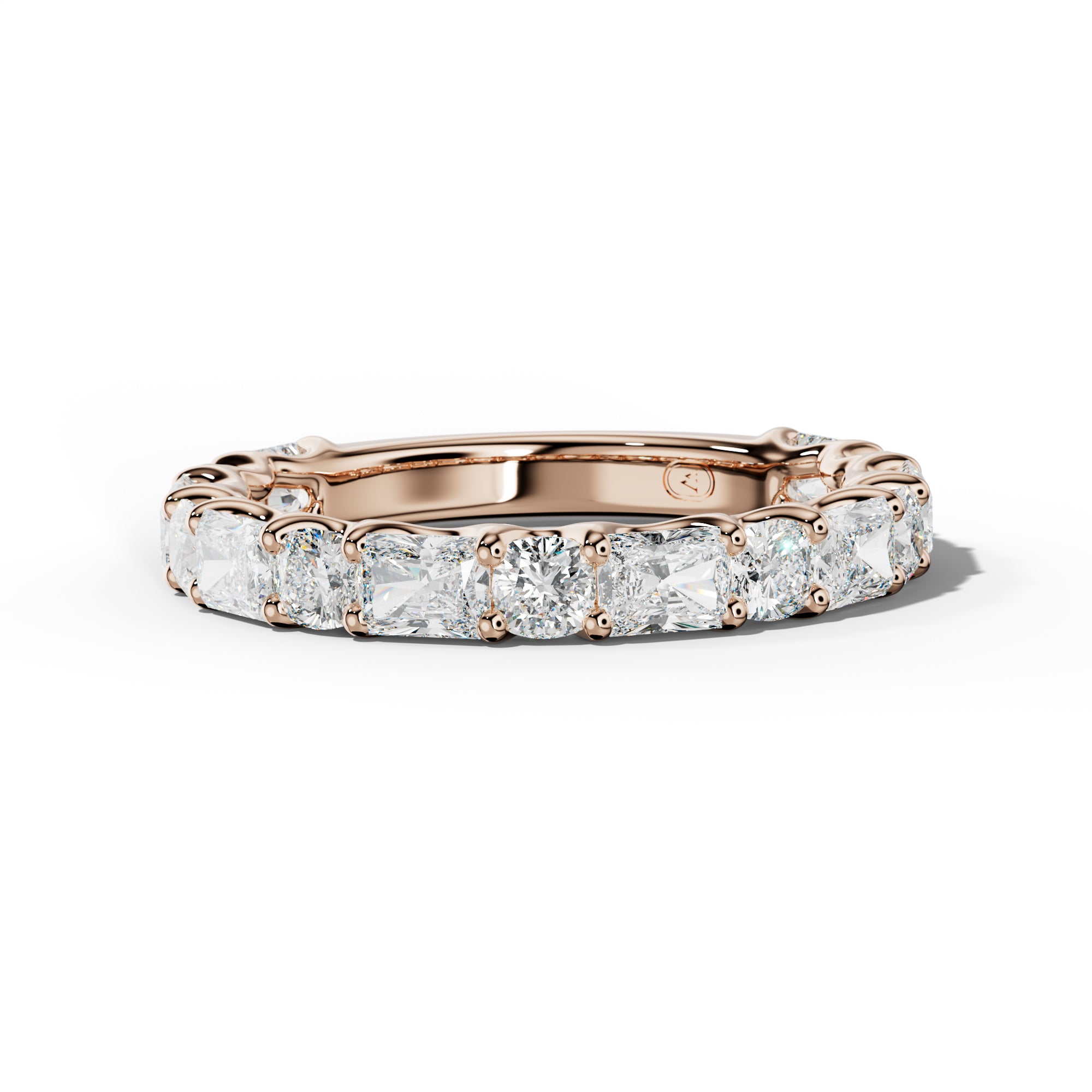 2.0 Carat East West Radiant and Cushion Diamond 3/4 Anniversary Band Shared Prong
