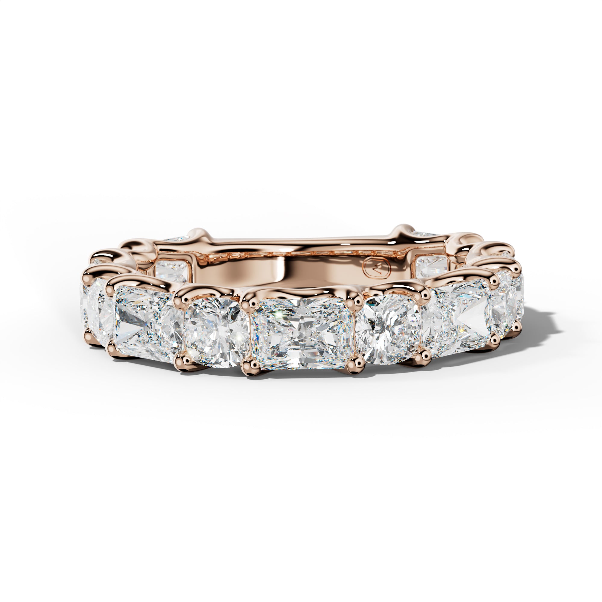 4.0 Carat East West Radiant and Cushion Diamond 3/4 Anniversary Band Shared Prong