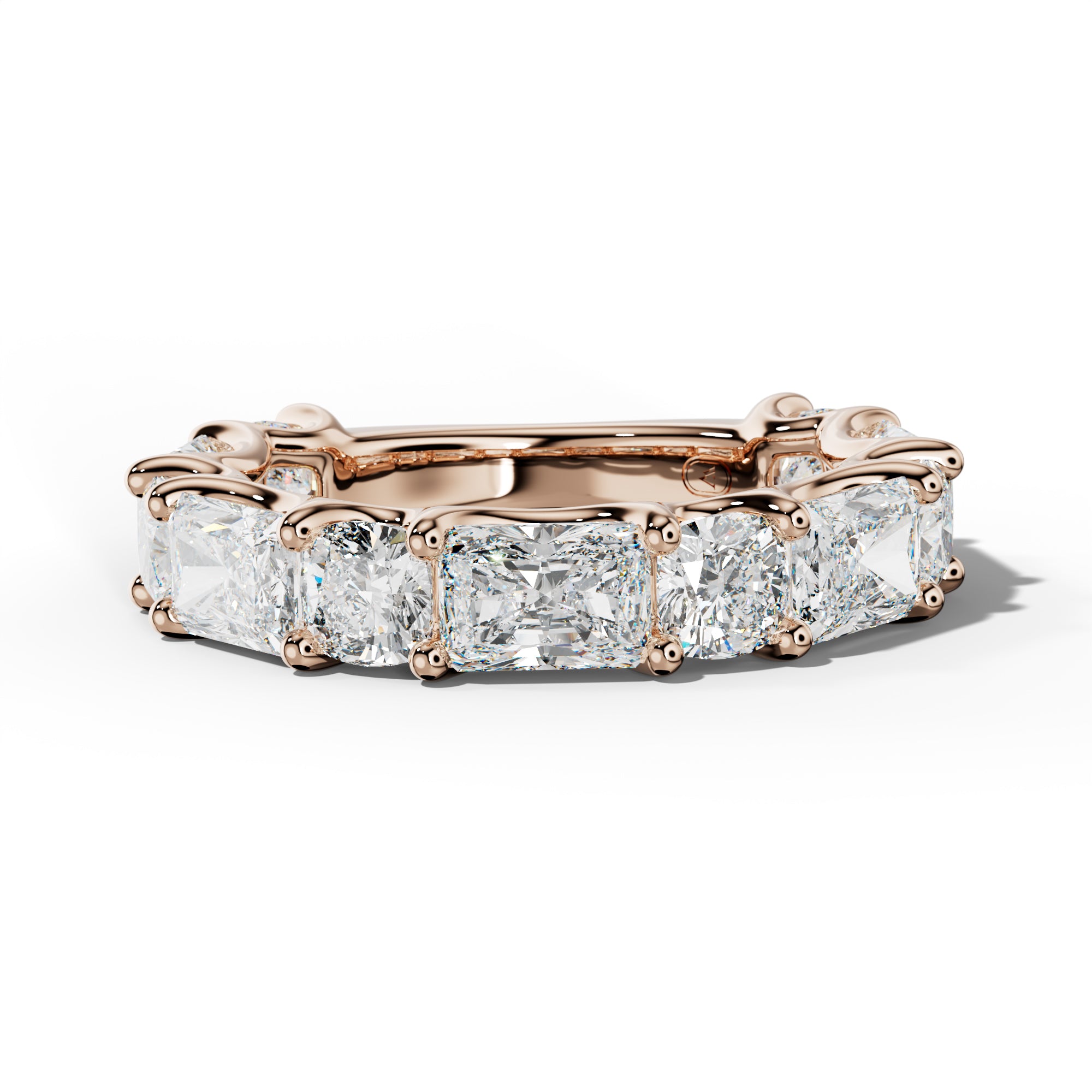 5.0 Carat East West Radiant and Cushion Diamond 3/4 Anniversary Band Shared Prong