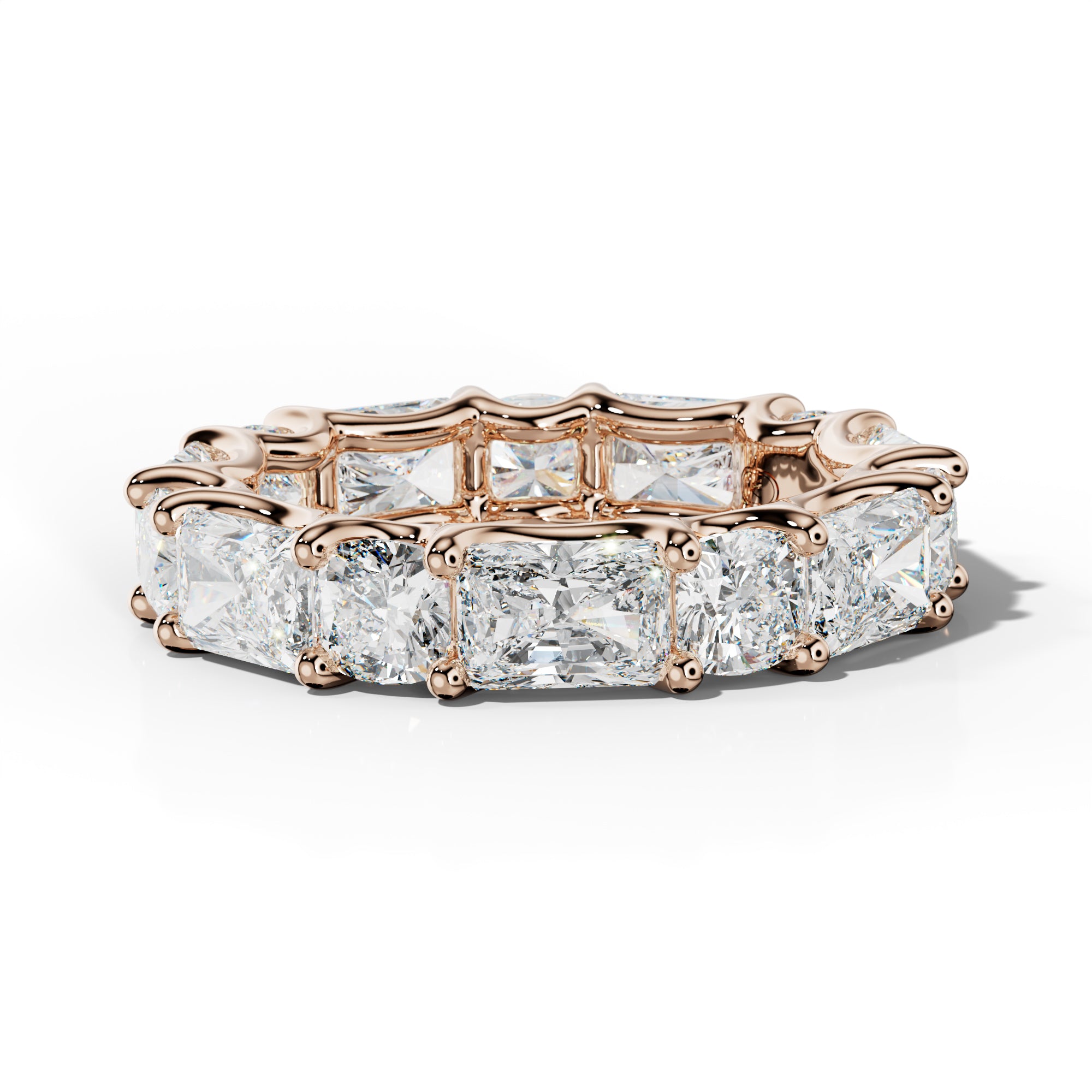 7.0 Carat East West Radiant and Cushion Diamond Eternity Band Shared Prong