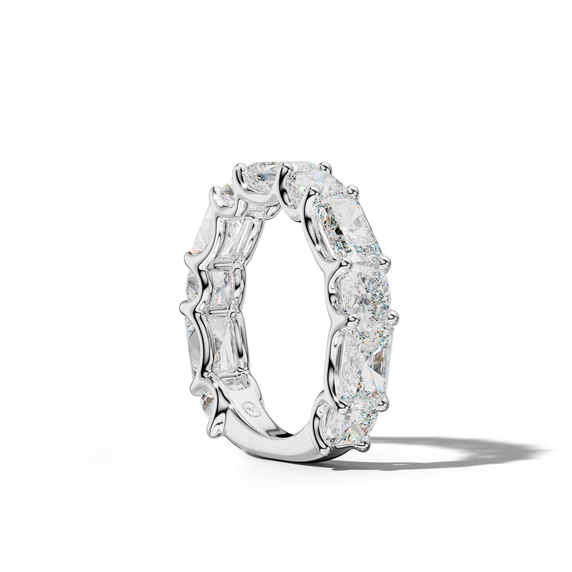 5.0 Carat East West Radiant and Cushion Diamond 3/4 Anniversary Band Shared Prong