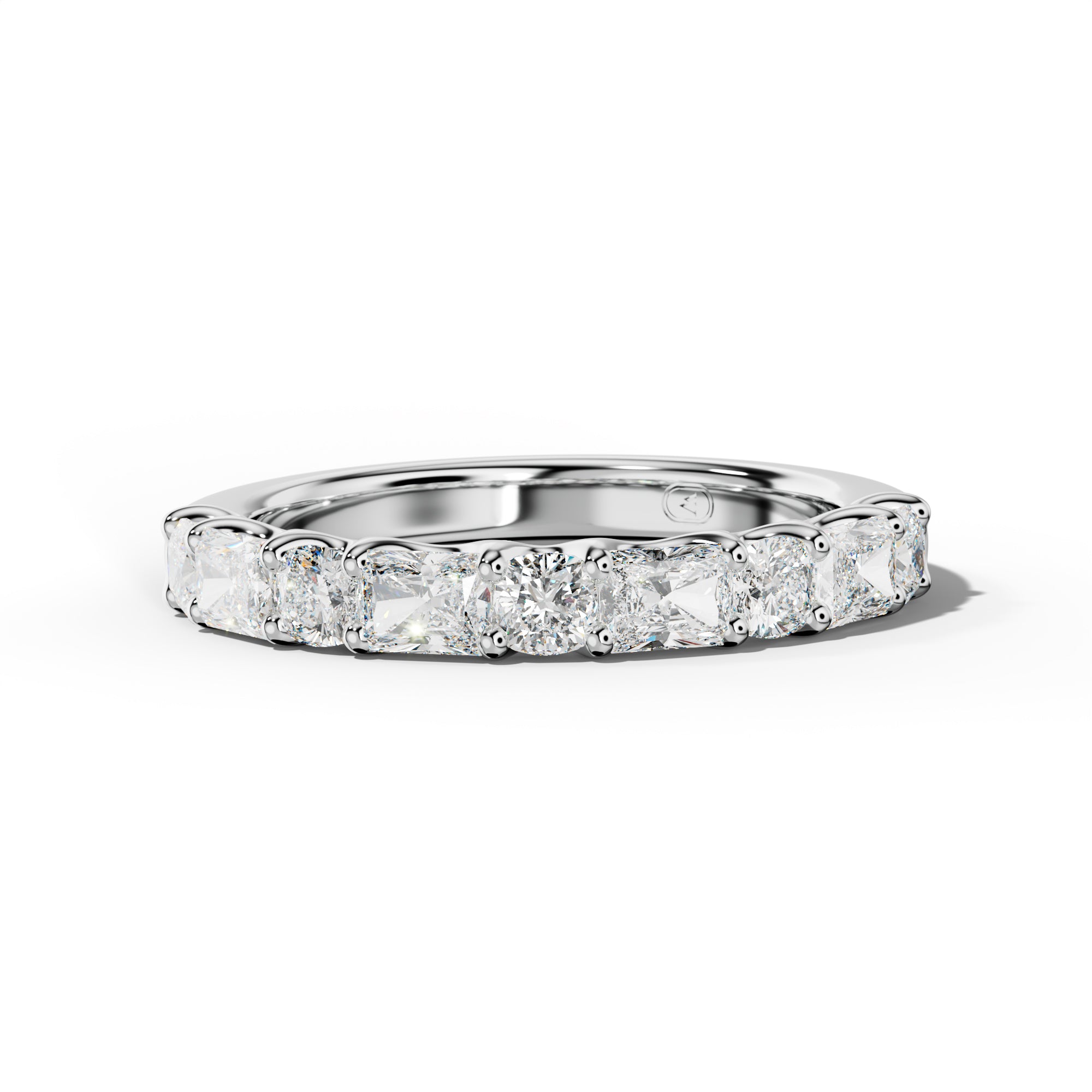 1.0 Carat East West Radiant and Cushion Diamond Half Anniversary Band Shared Prong