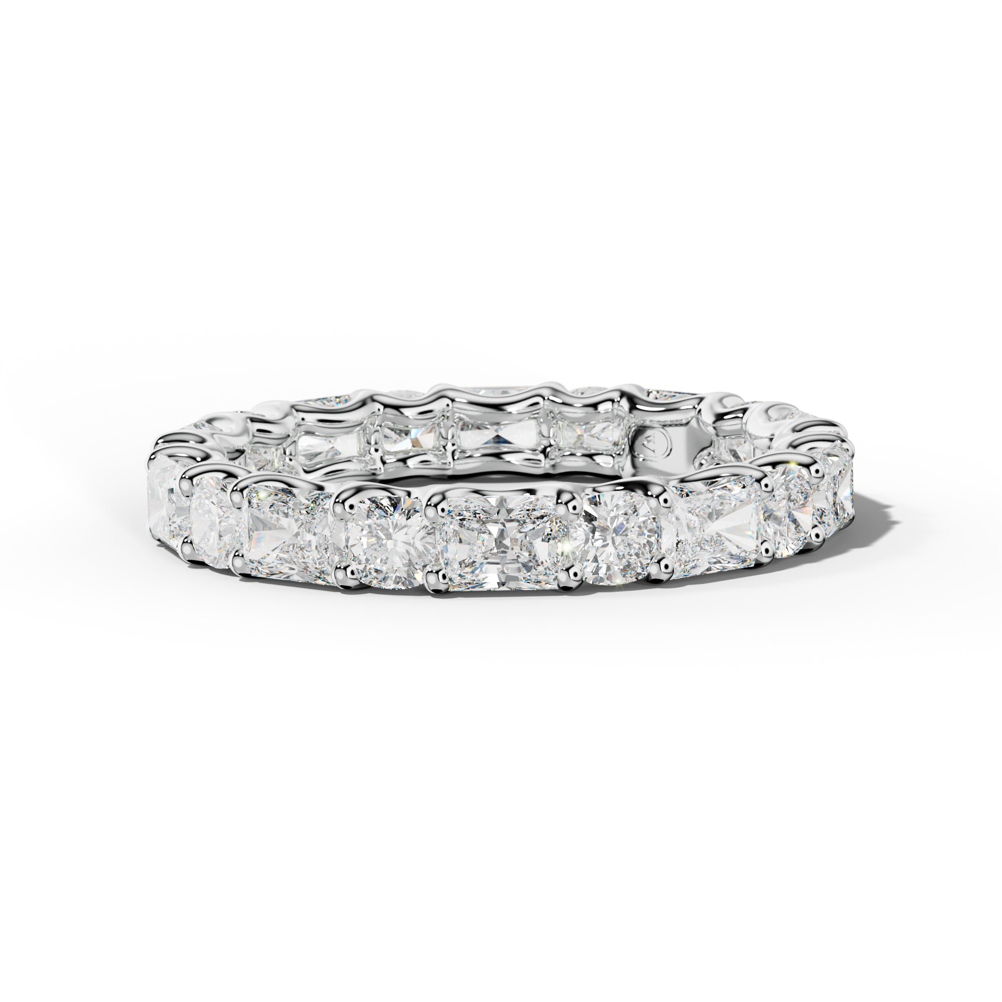 3.0 Carat East West Radiant and Cushion Diamond Eternity Band Shared Prong