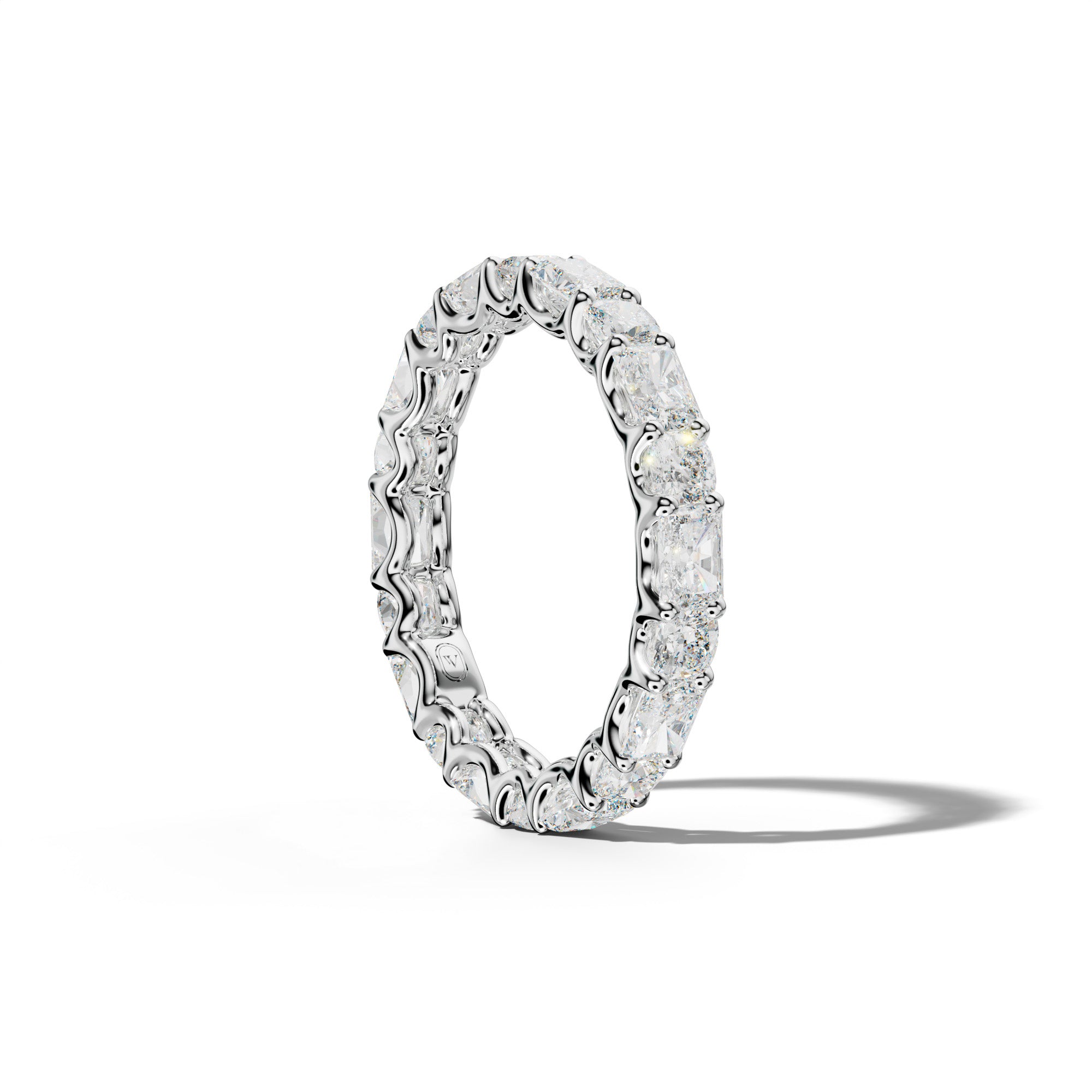 3.0 Carat East West Radiant and Cushion Diamond Eternity Band Shared Prong