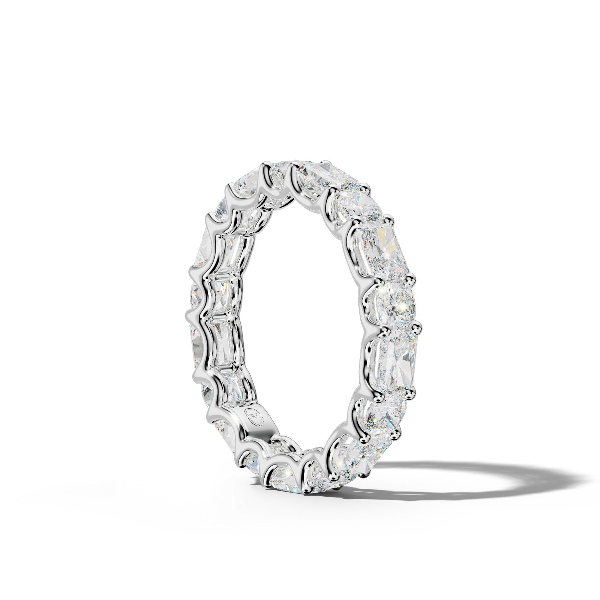 4.0 Carat East West Radiant and Cushion Diamond Eternity Band Shared Prong