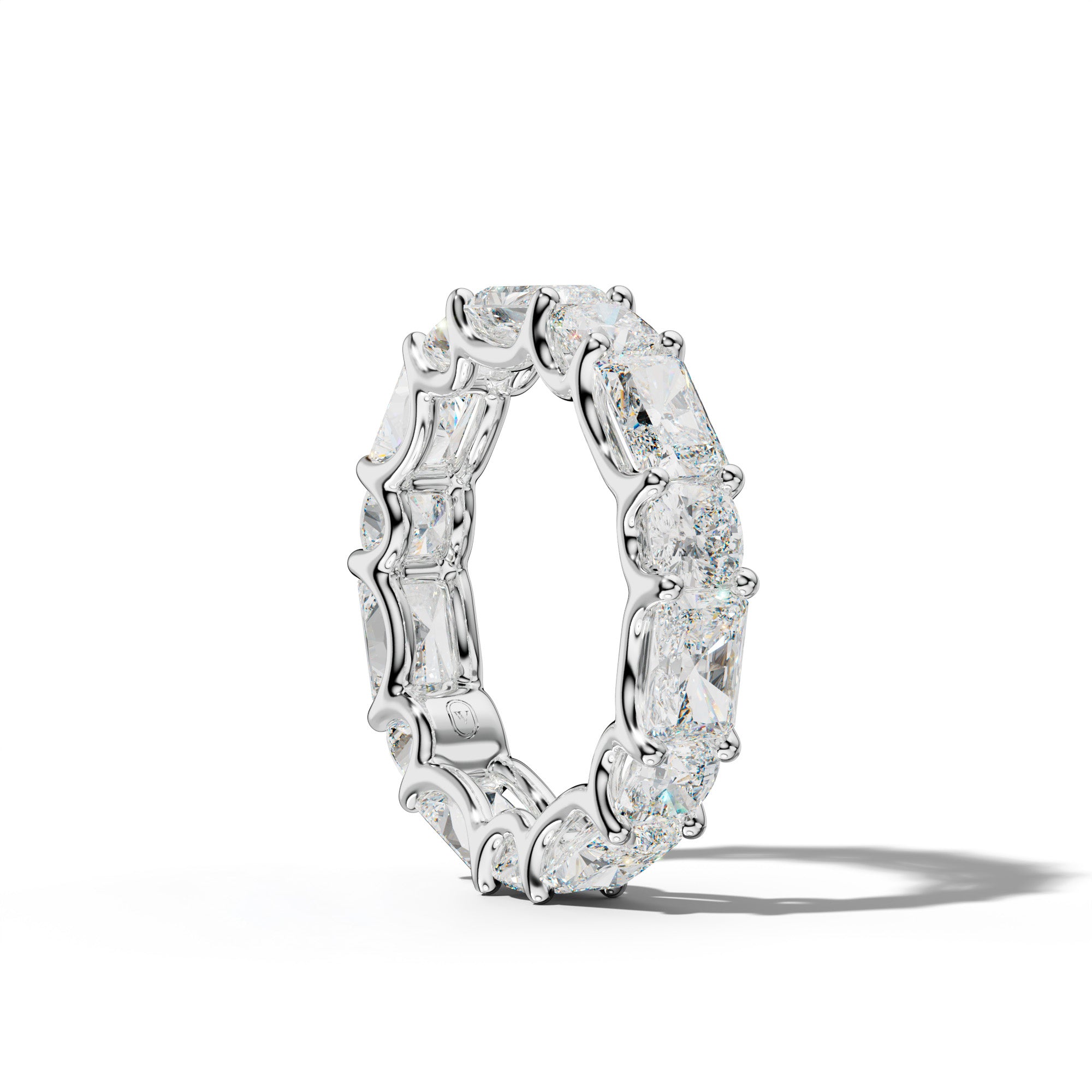 7.0 Carat East West Radiant and Cushion Diamond Eternity Band Shared Prong