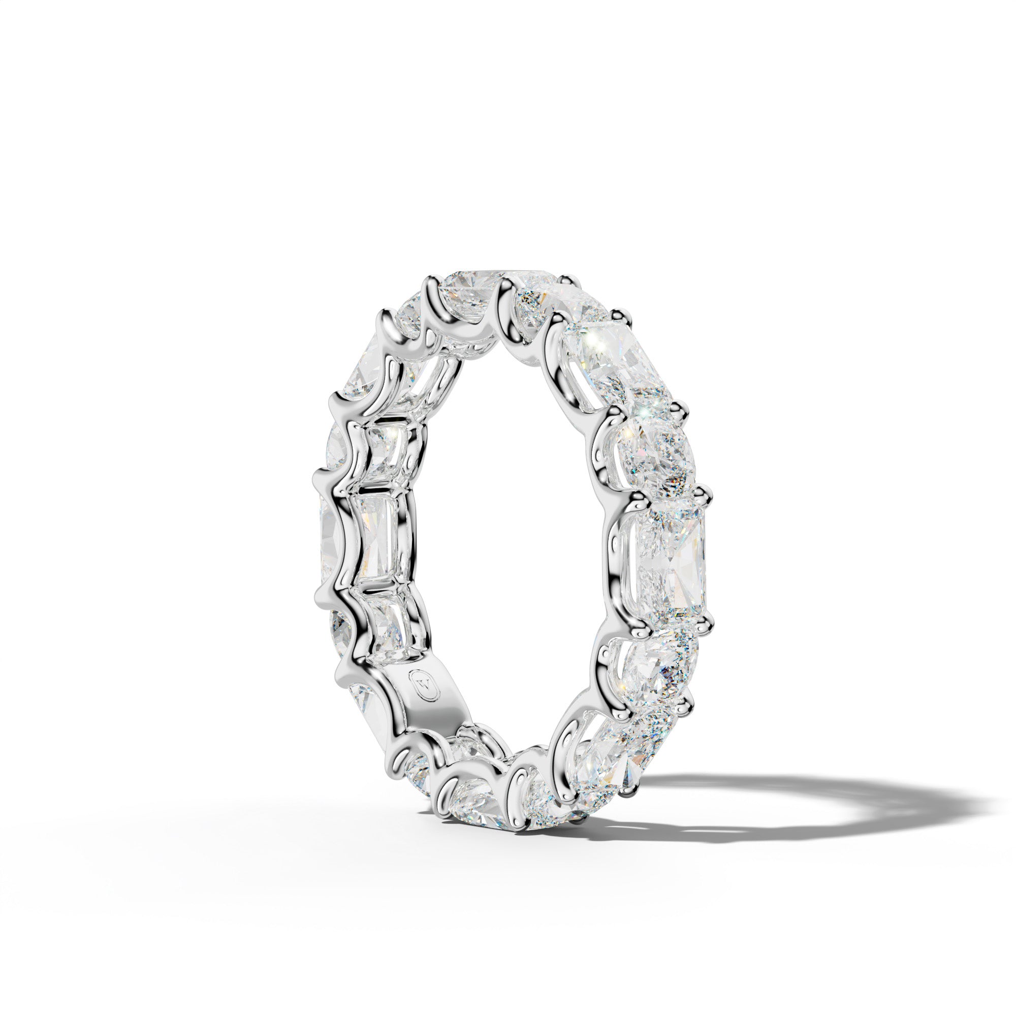 5.0 Carat East West Radiant and Cushion Diamond Eternity Band Shared Prong