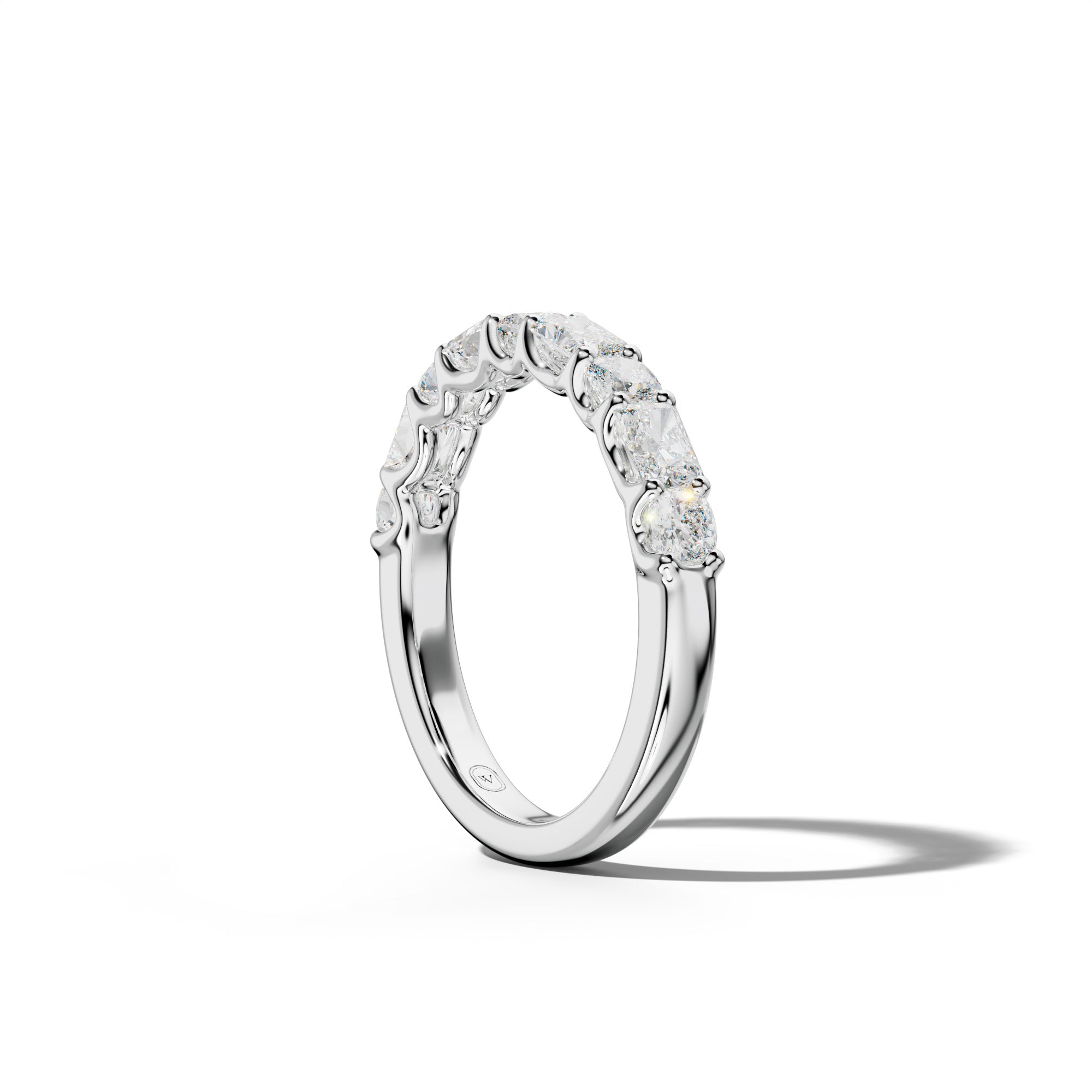 1.0 Carat East West Radiant and Cushion Diamond Half Anniversary Band Shared Prong