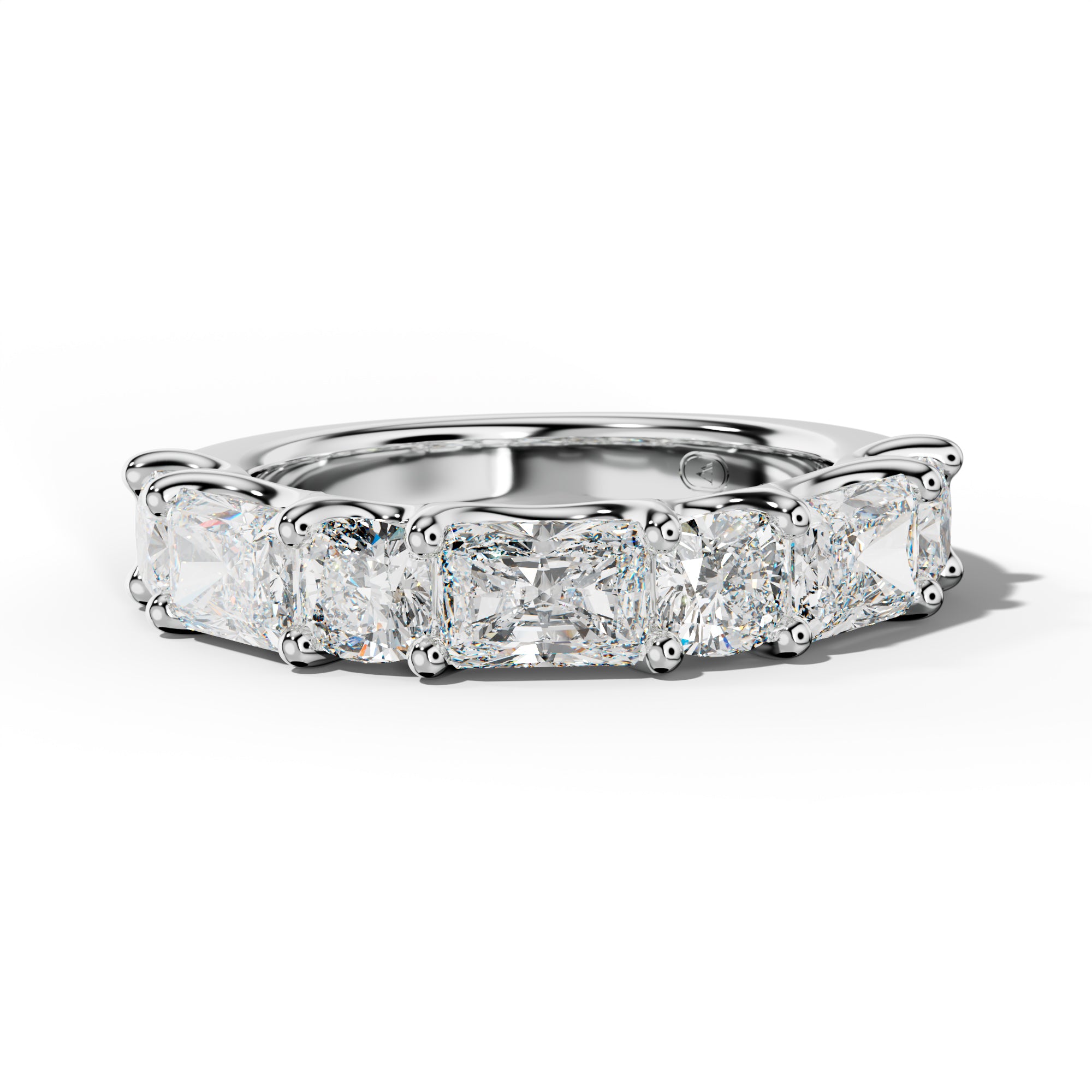 4.0 Carat East West Radiant and Cushion Diamond Half Anniversary Band Shared Prong
