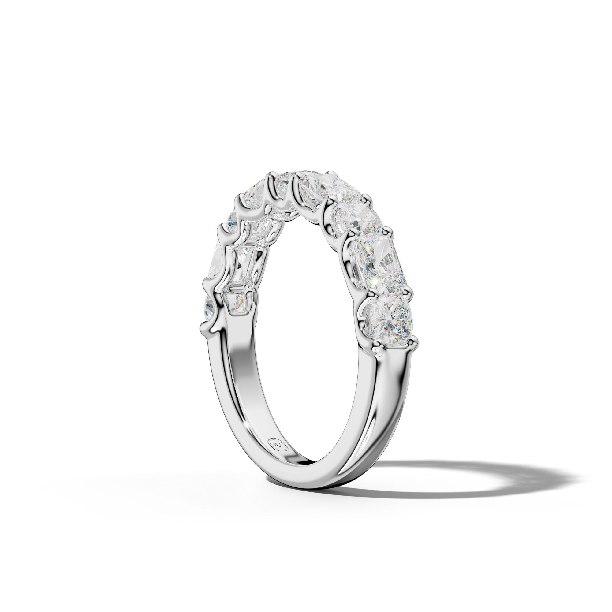 2.0 Carat East West Radiant and Cushion Diamond Half Anniversary Band Shared Prong