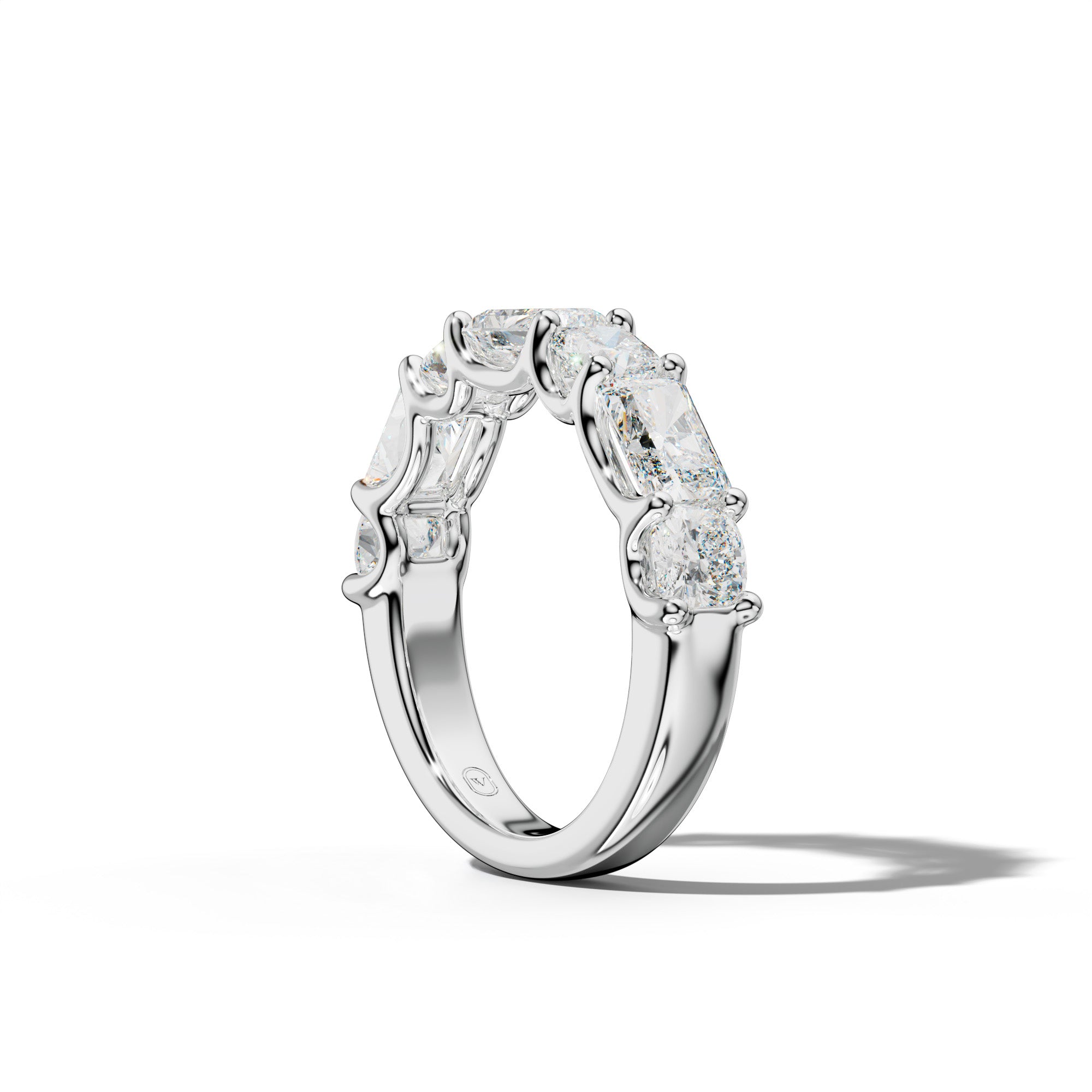 4.0 Carat East West Radiant and Cushion Diamond Half Anniversary Band Shared Prong