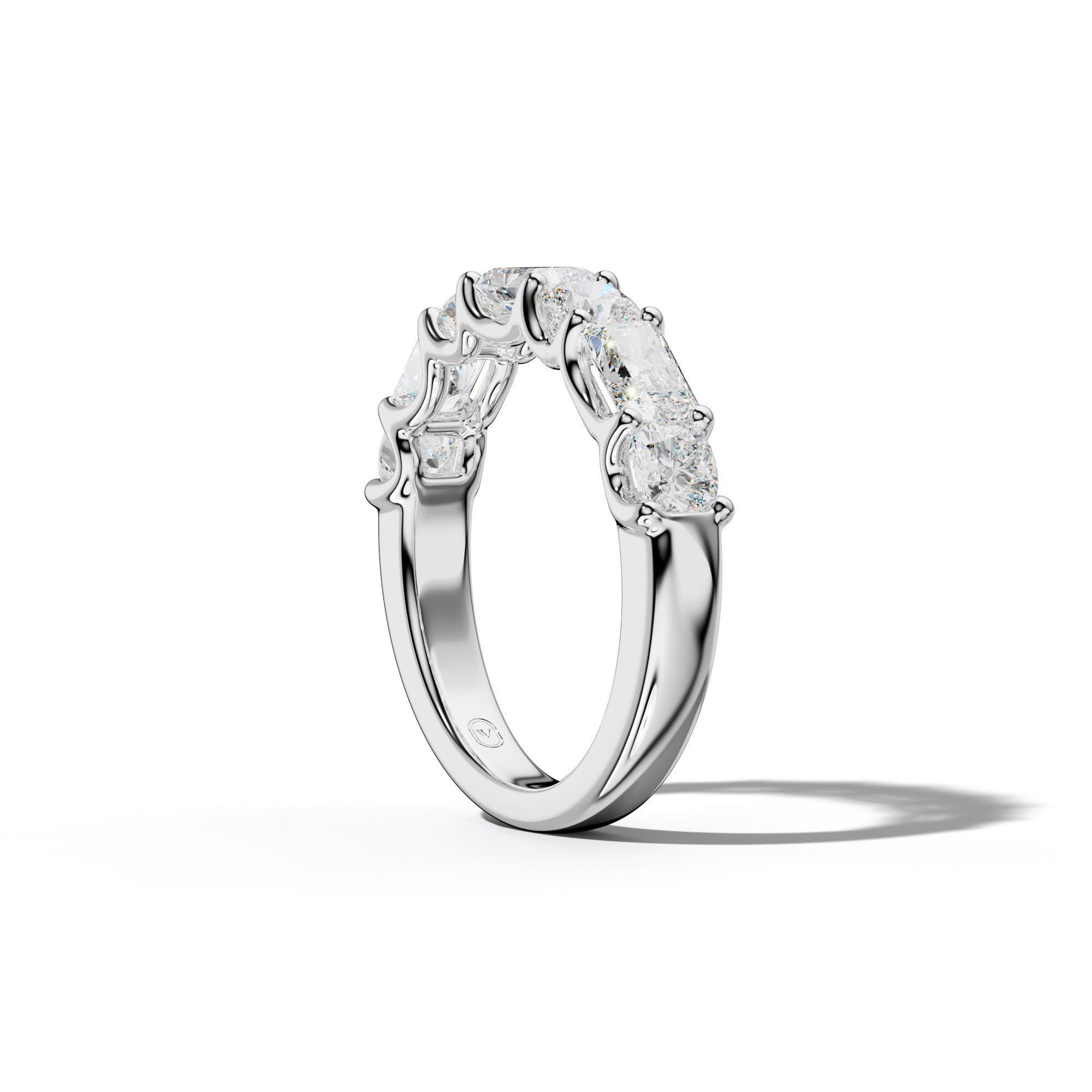 3.0 Carat East West Radiant and Cushion Diamond Half Anniversary Band Shared Prong