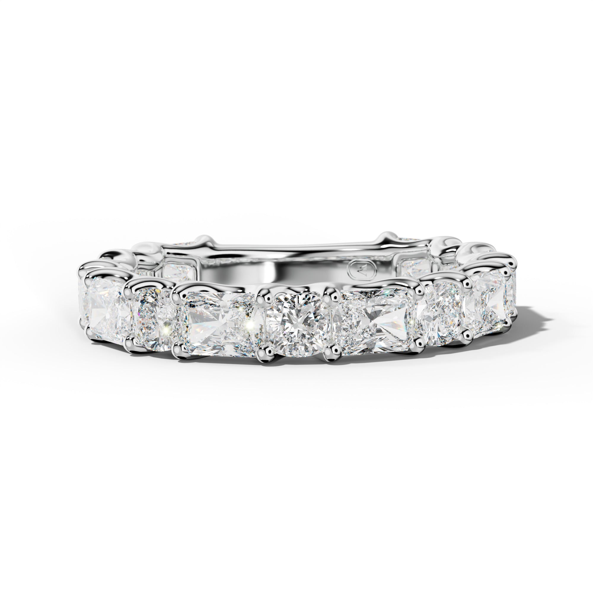 3.0 Carat East West Radiant and Cushion Diamond 3/4 Anniversary Band Shared Prong