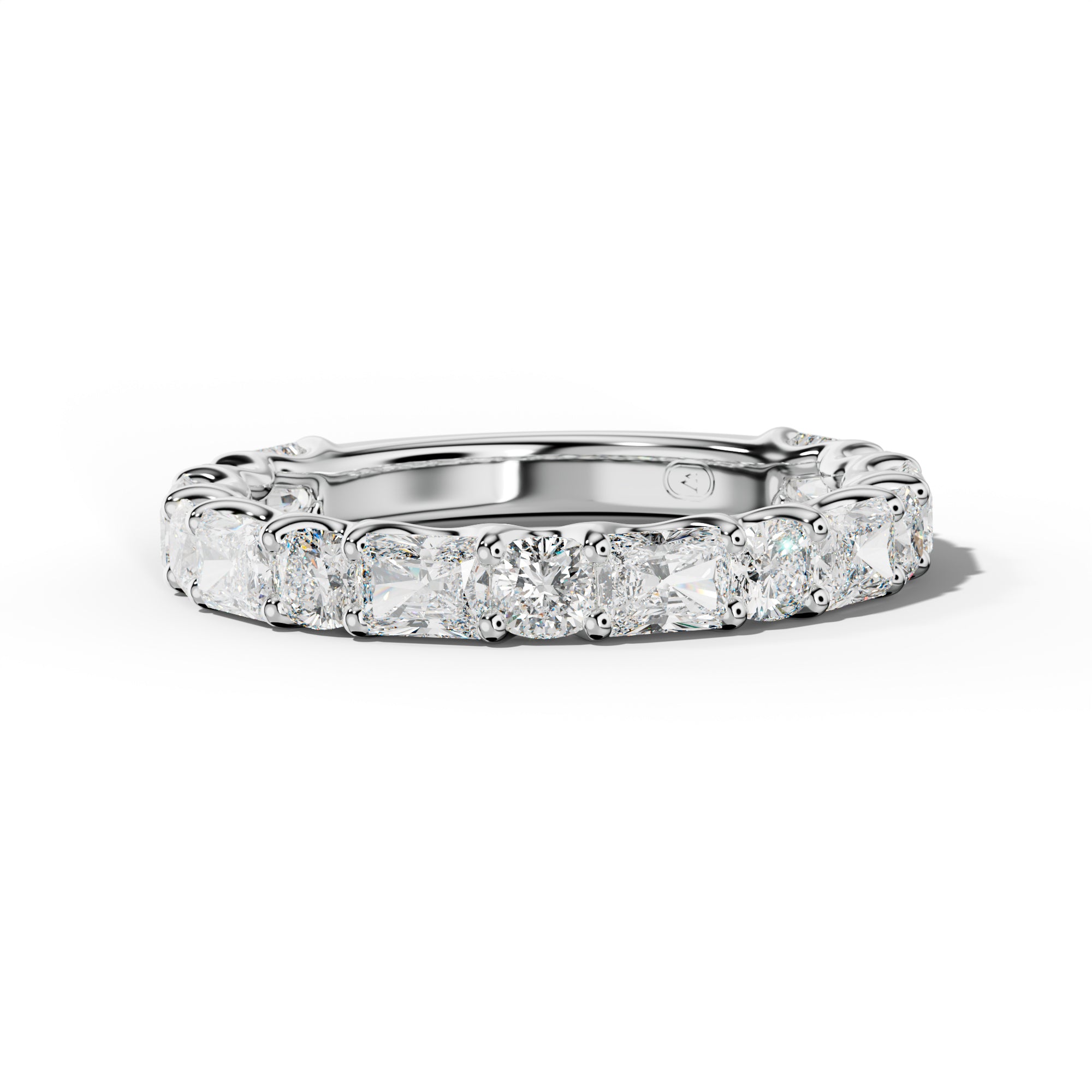2.0 Carat East West Radiant and Cushion Diamond 3/4 Anniversary Band Shared Prong