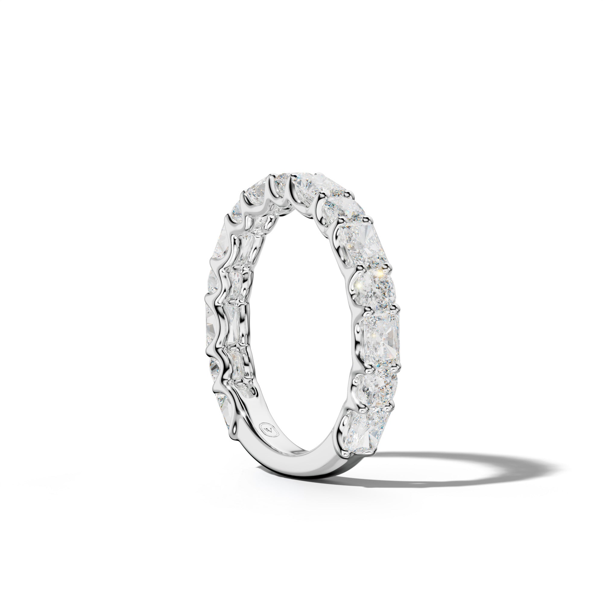 2.0 Carat East West Radiant and Cushion Diamond 3/4 Anniversary Band Shared Prong