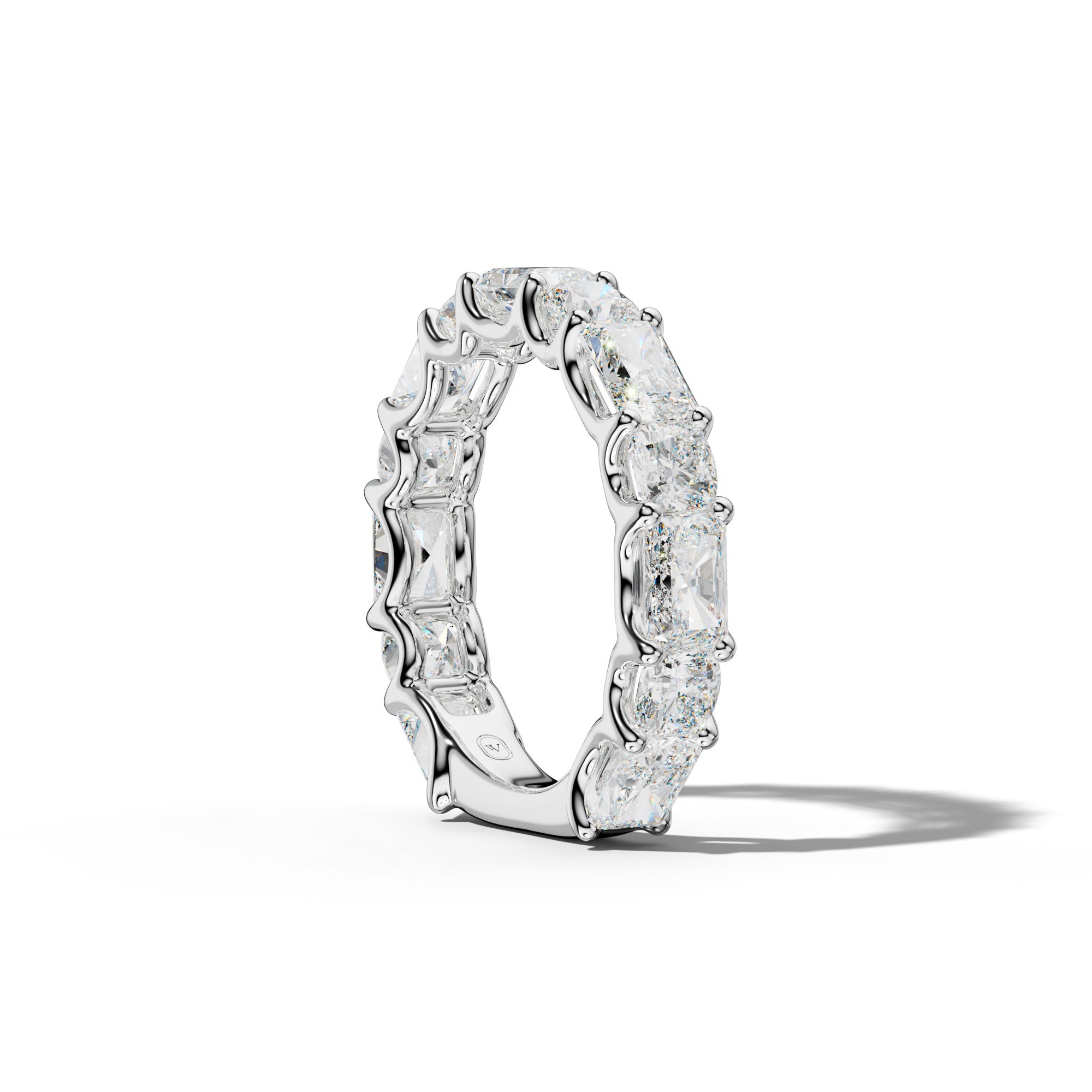 4.0 Carat East West Radiant and Cushion Diamond 3/4 Anniversary Band Shared Prong