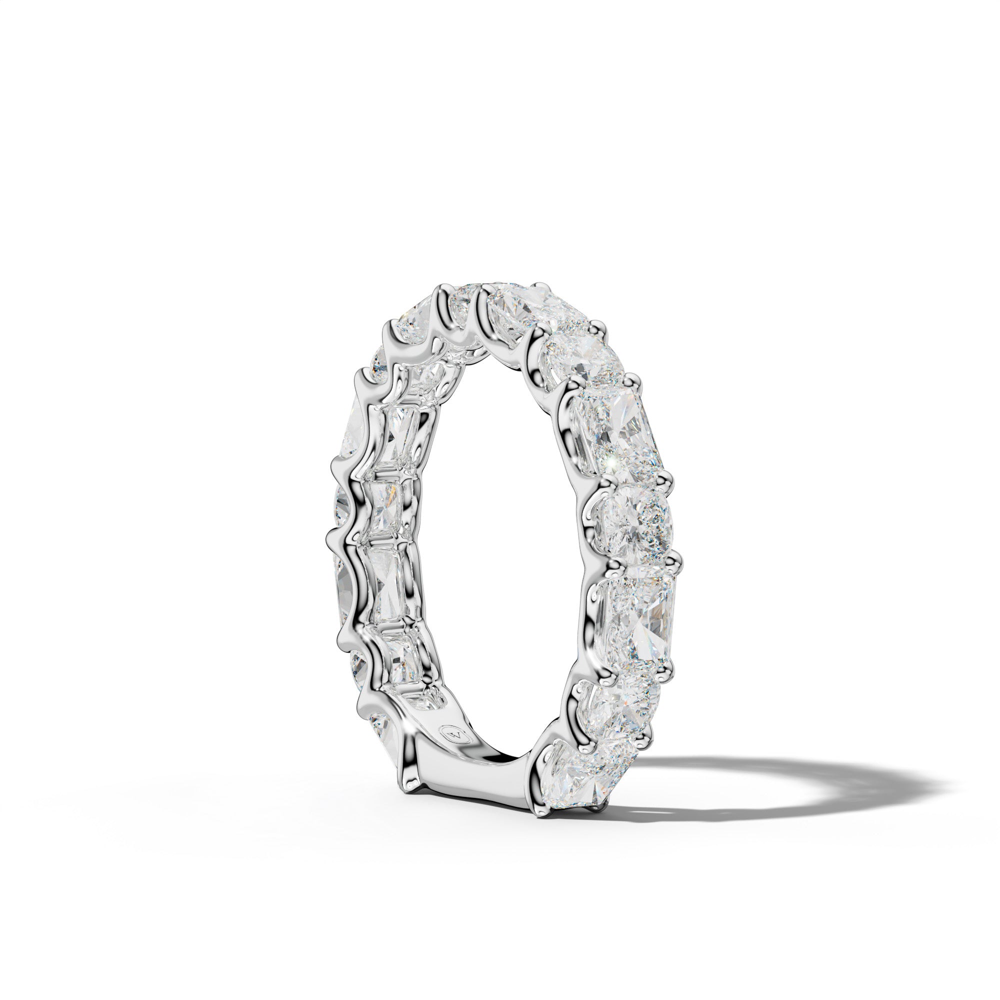 3.0 Carat East West Radiant and Cushion Diamond 3/4 Anniversary Band Shared Prong