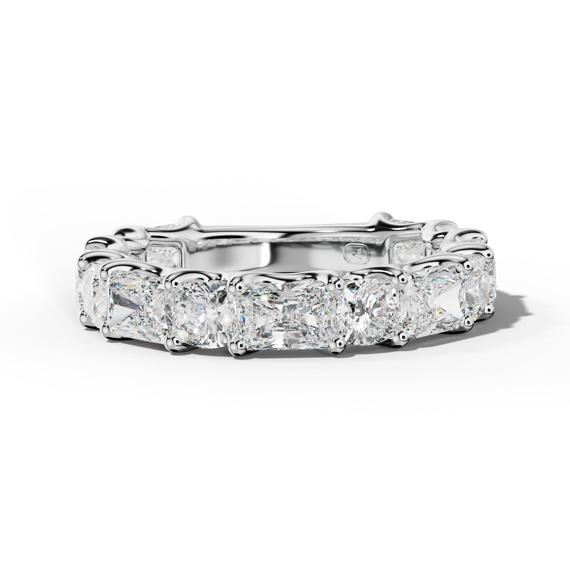 4.0 Carat East West Radiant and Cushion Diamond 3/4 Anniversary Band Shared Prong