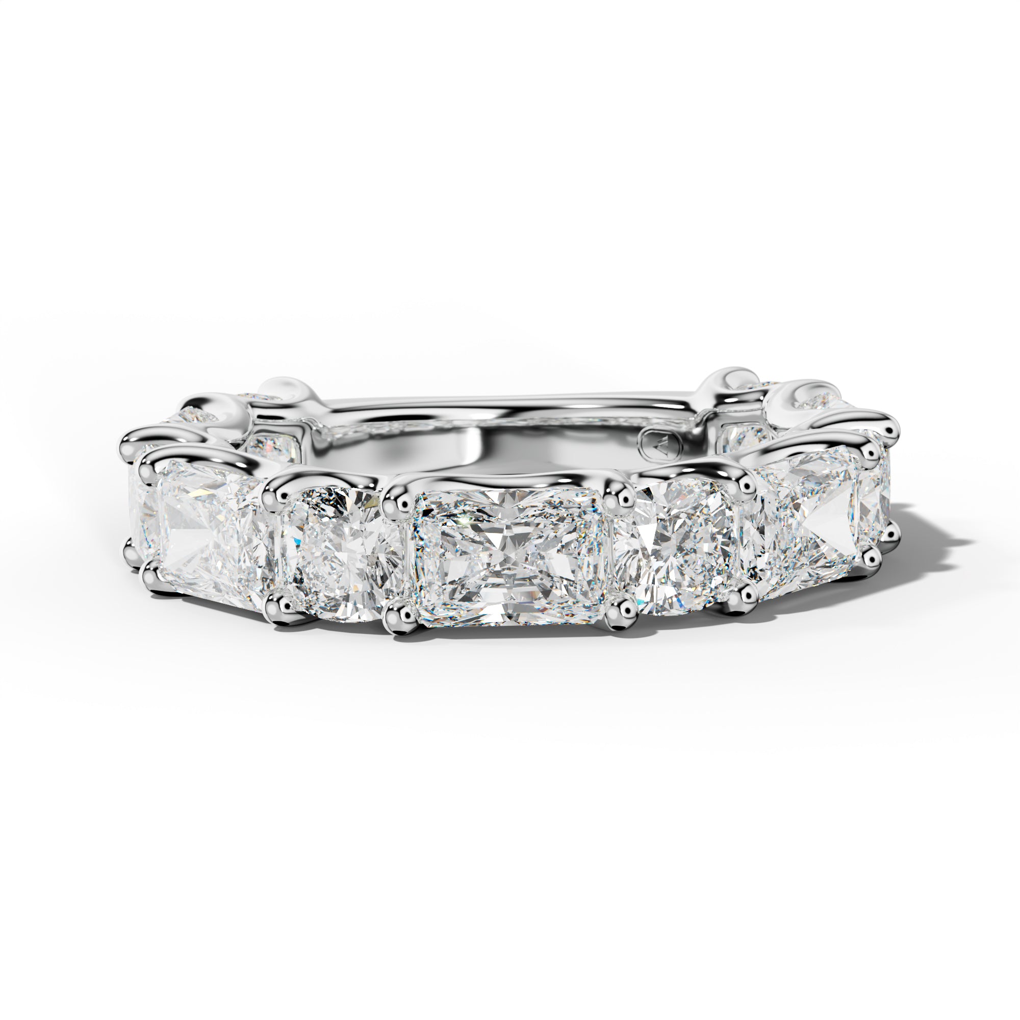 5.0 Carat East West Radiant and Cushion Diamond 3/4 Anniversary Band Shared Prong