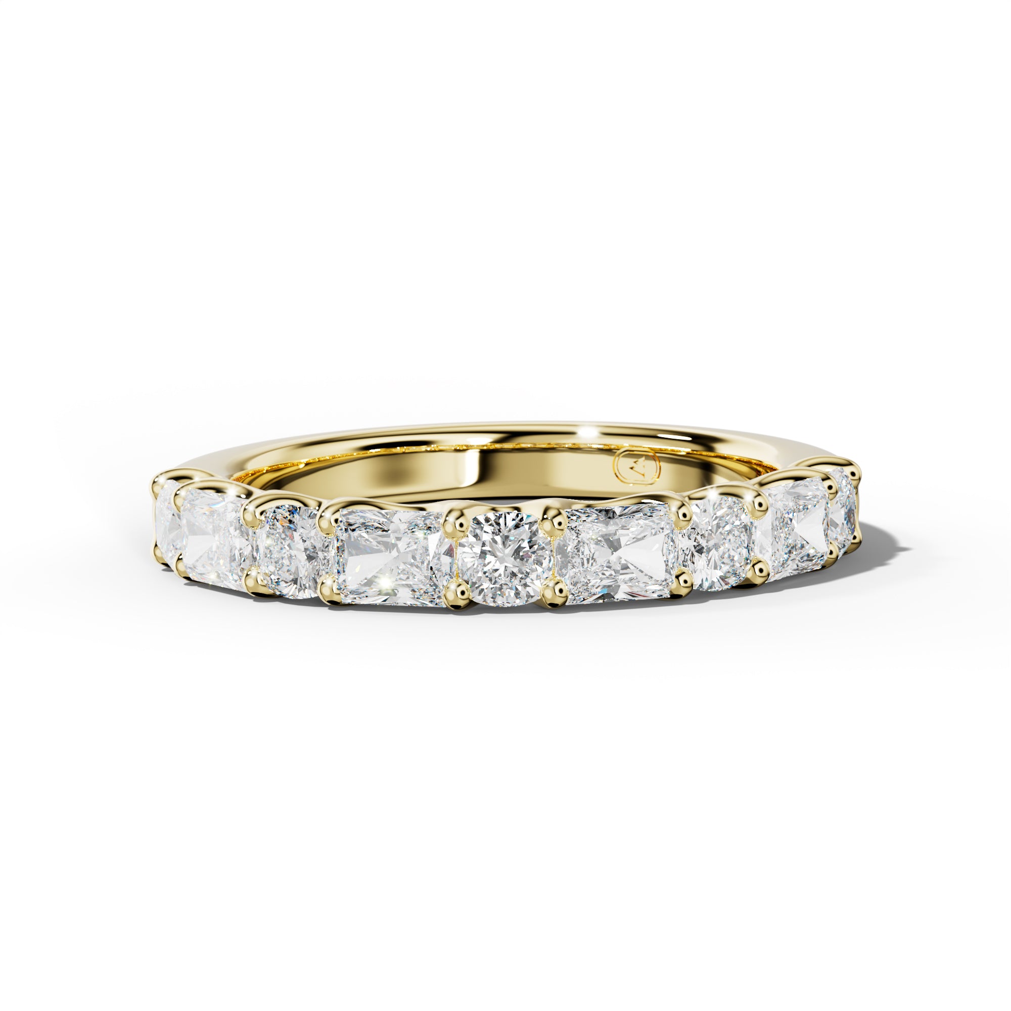 1.0 Carat East West Radiant and Cushion Diamond Half Anniversary Band Shared Prong