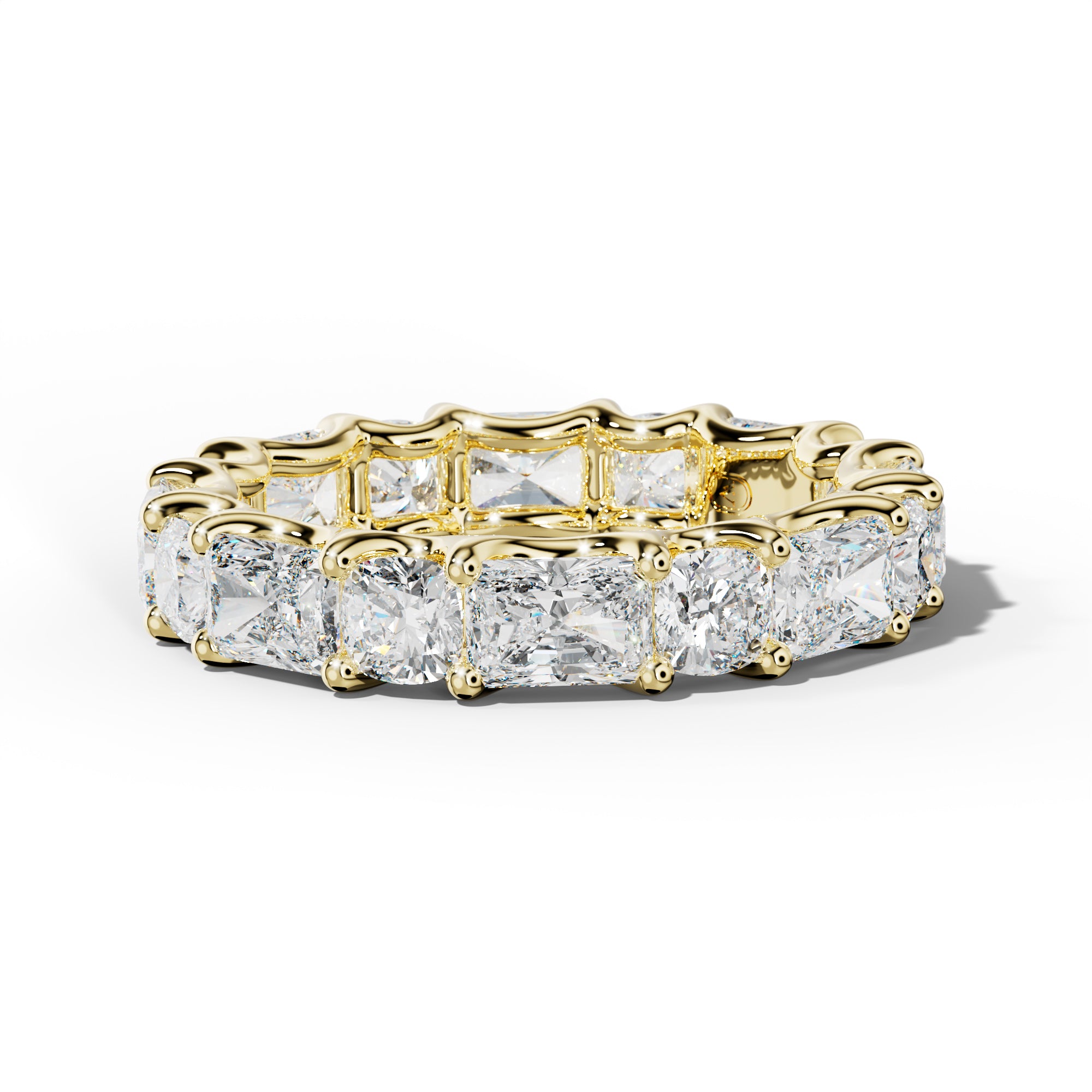 5.0 Carat East West Radiant and Cushion Diamond Eternity Band Shared Prong