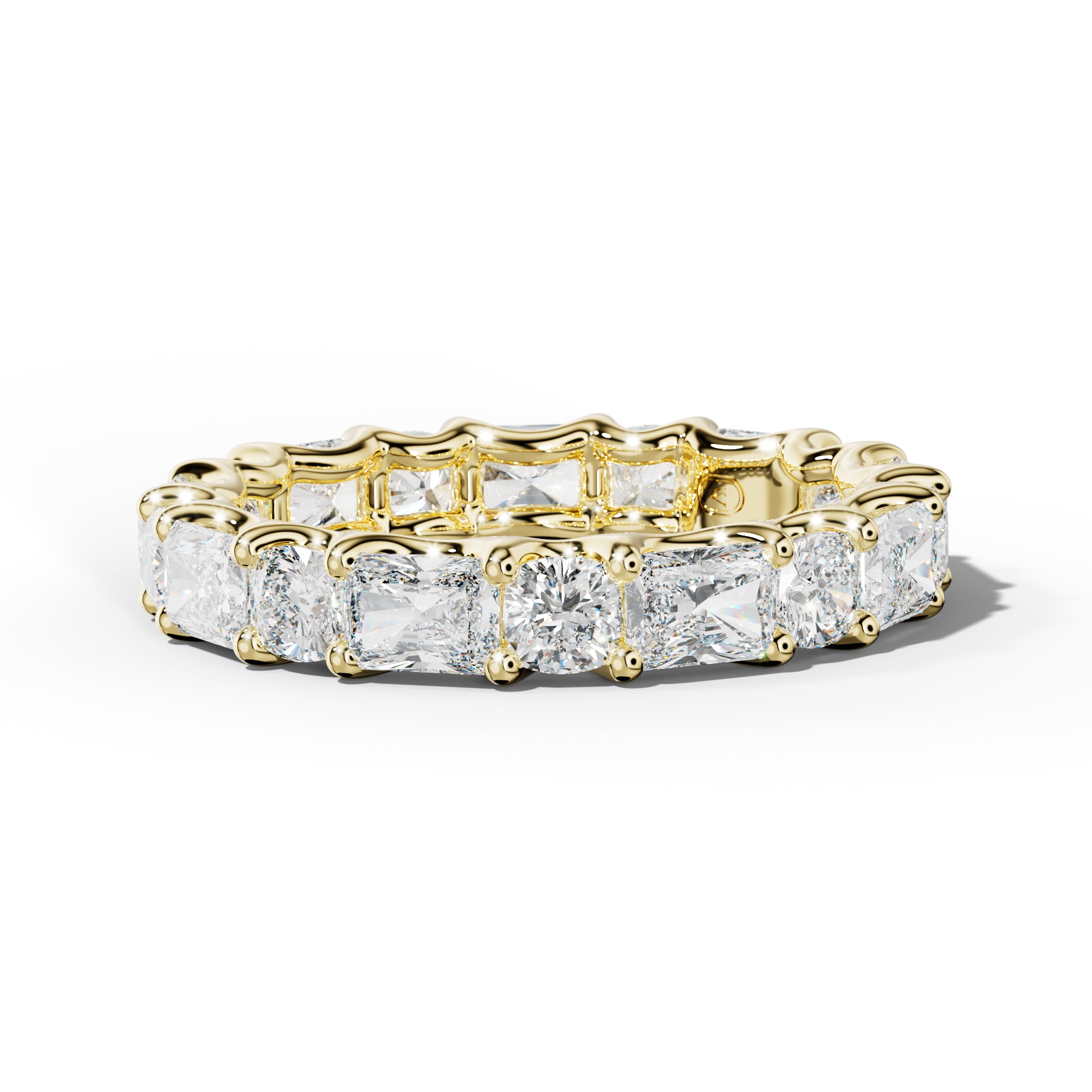4.0 Carat East West Radiant and Cushion Diamond Eternity Band Shared Prong