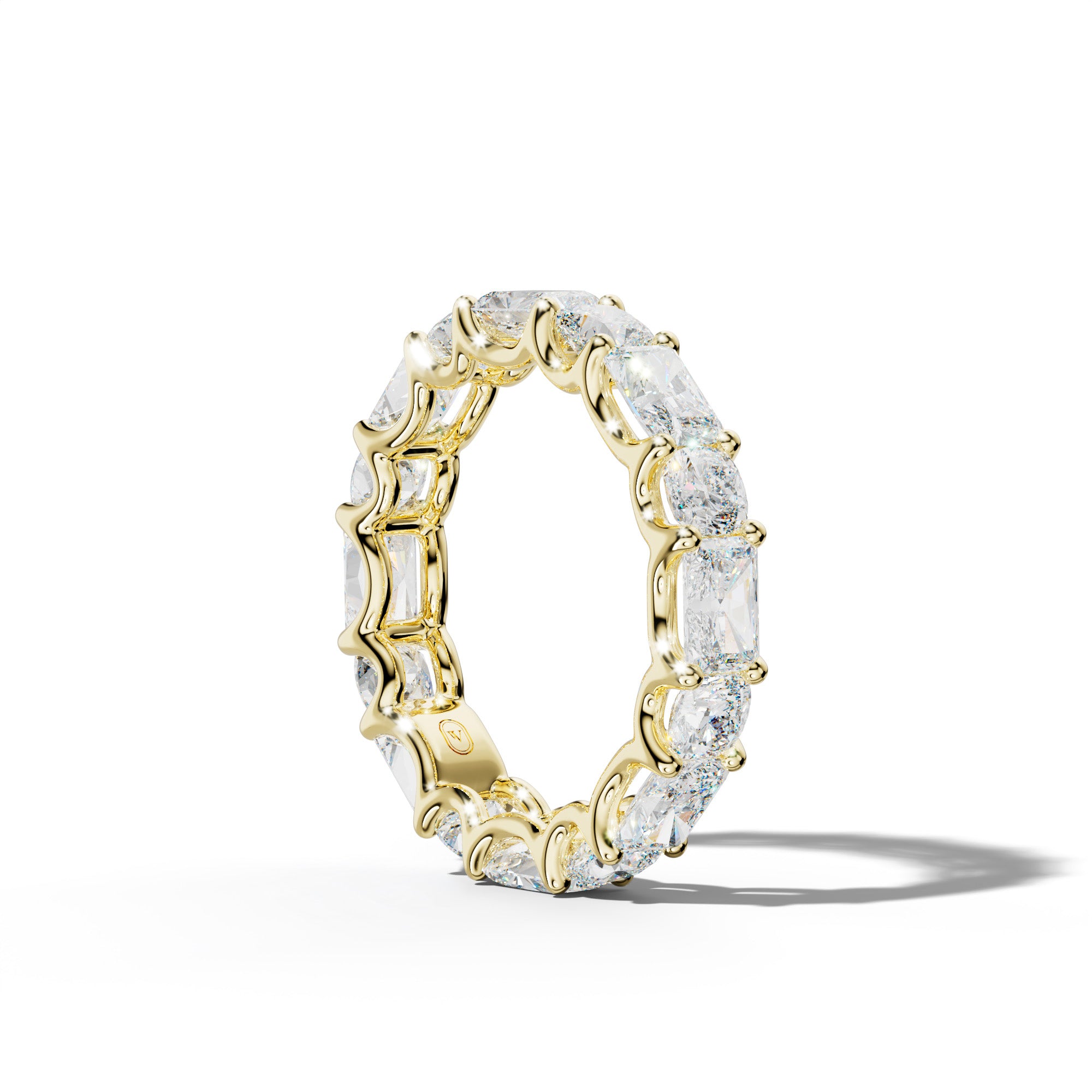5.0 Carat East West Radiant and Cushion Diamond Eternity Band Shared Prong