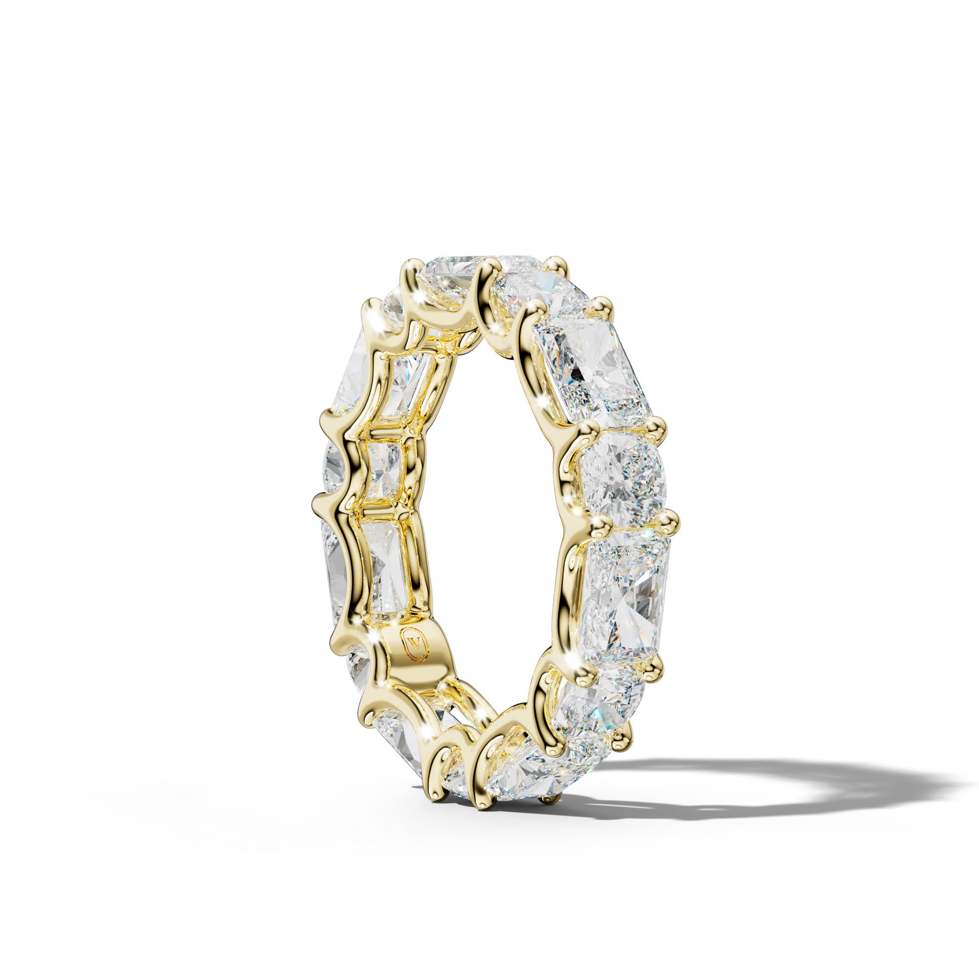 7.0 Carat East West Radiant and Cushion Diamond Eternity Band Shared Prong