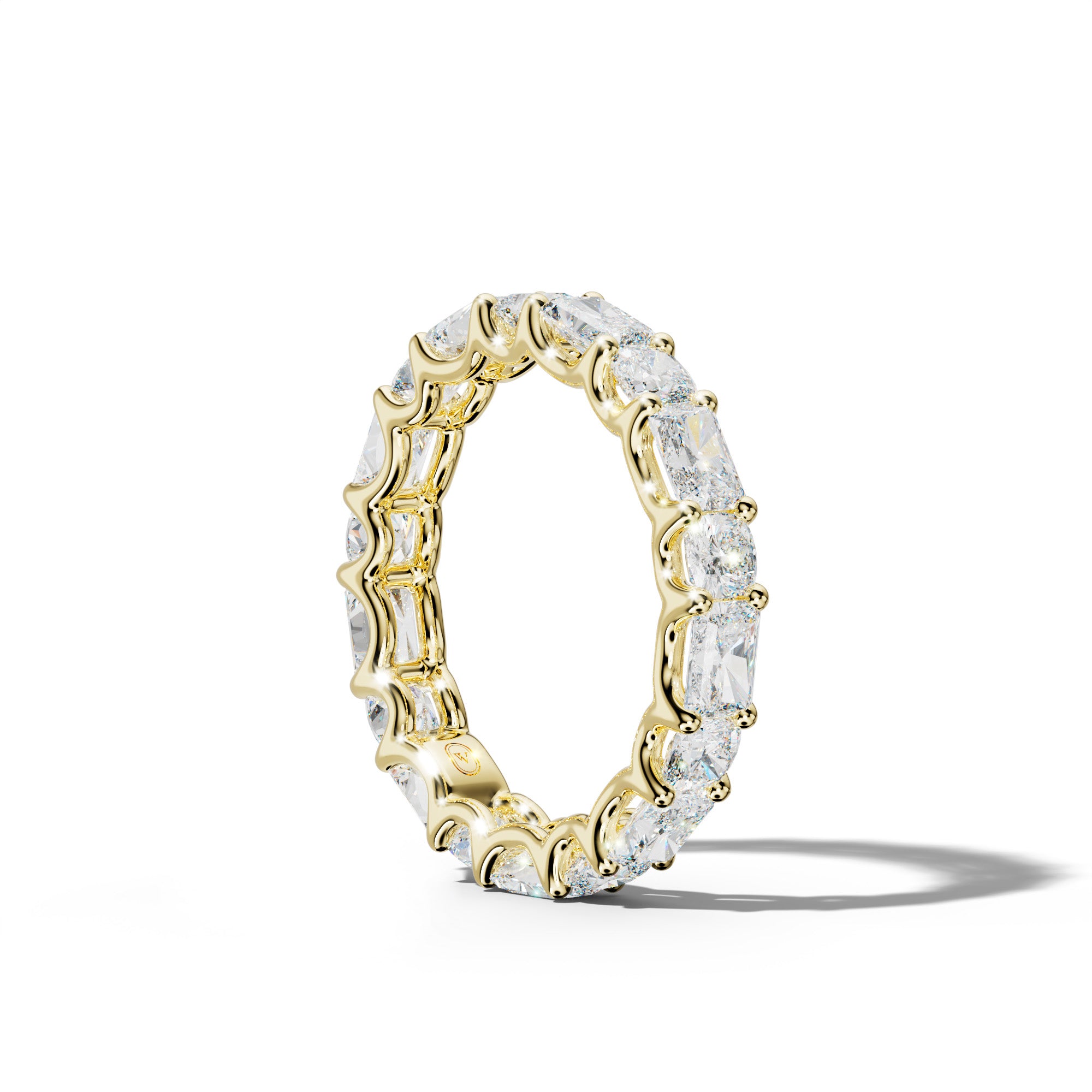 4.0 Carat East West Radiant and Cushion Diamond Eternity Band Shared Prong
