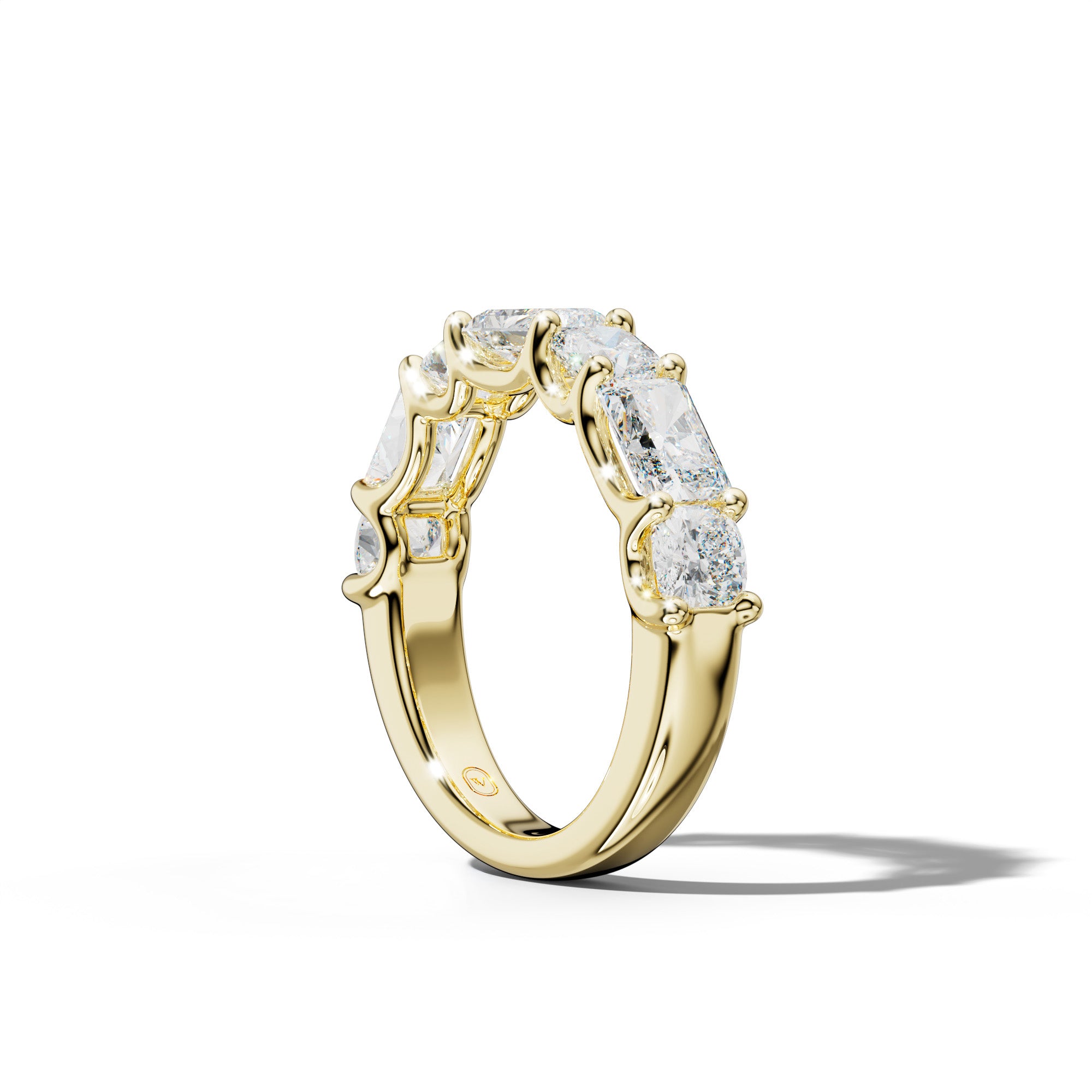 4.0 Carat East West Radiant and Cushion Diamond Half Anniversary Band Shared Prong