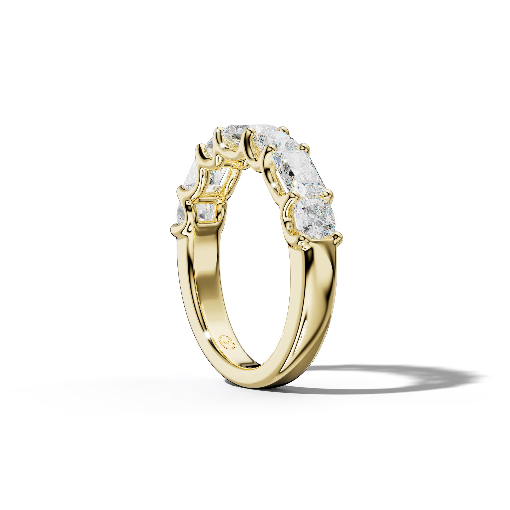 3.0 Carat East West Radiant and Cushion Diamond Half Anniversary Band Shared Prong