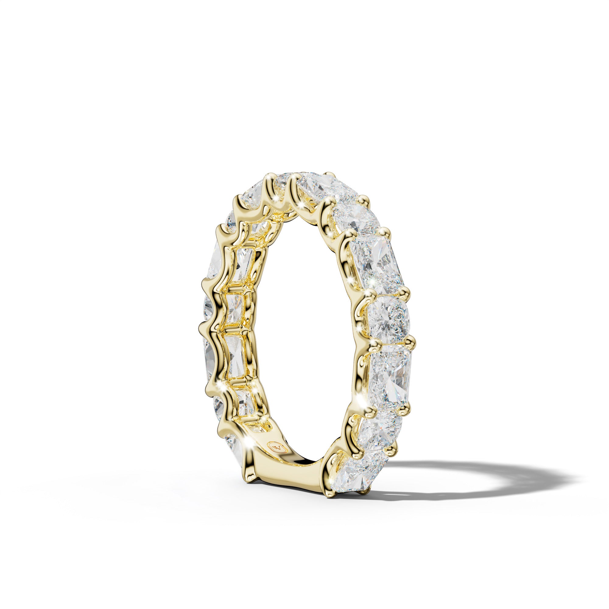 3.0 Carat East West Radiant and Cushion Diamond 3/4 Anniversary Band Shared Prong