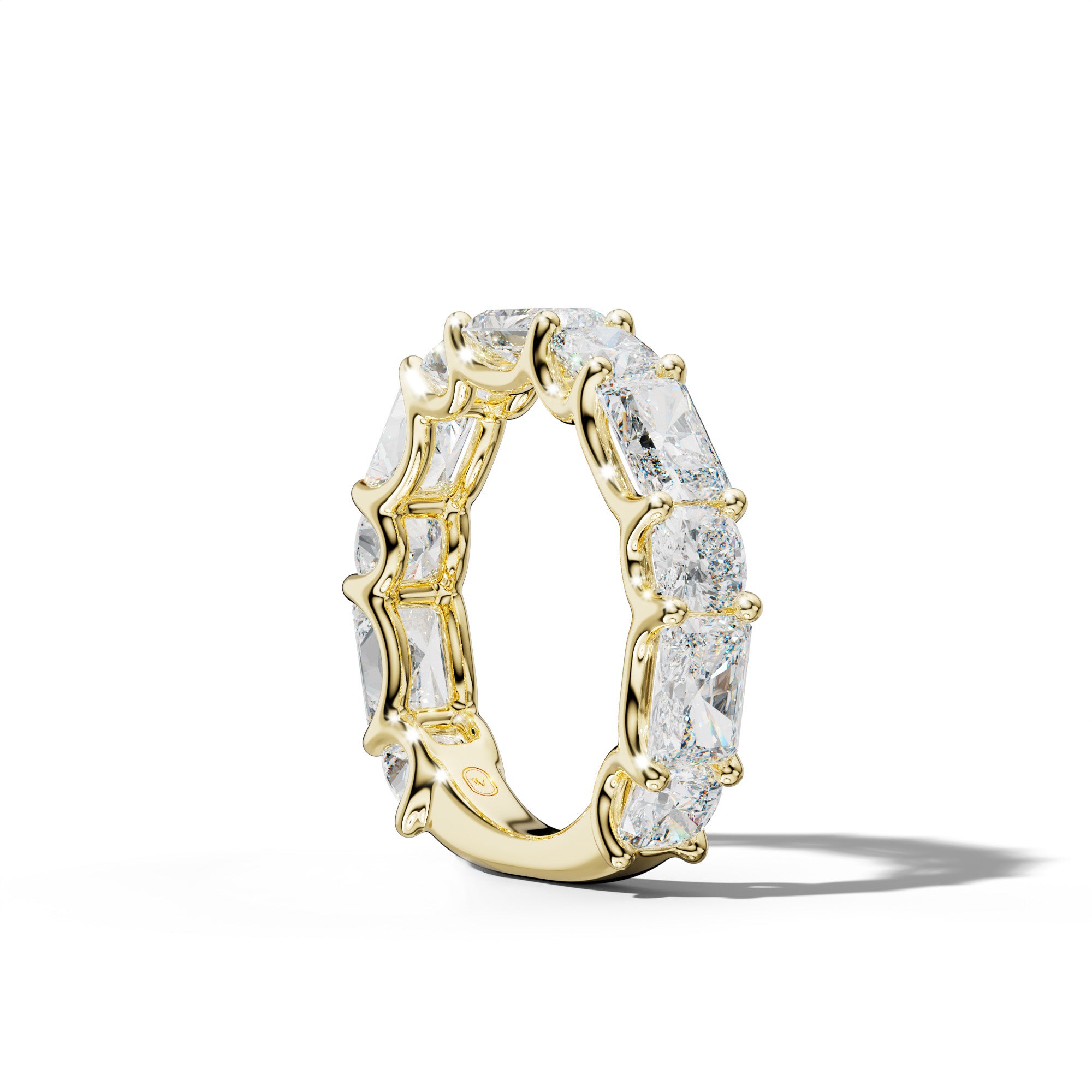 5.0 Carat East West Radiant and Cushion Diamond 3/4 Anniversary Band Shared Prong