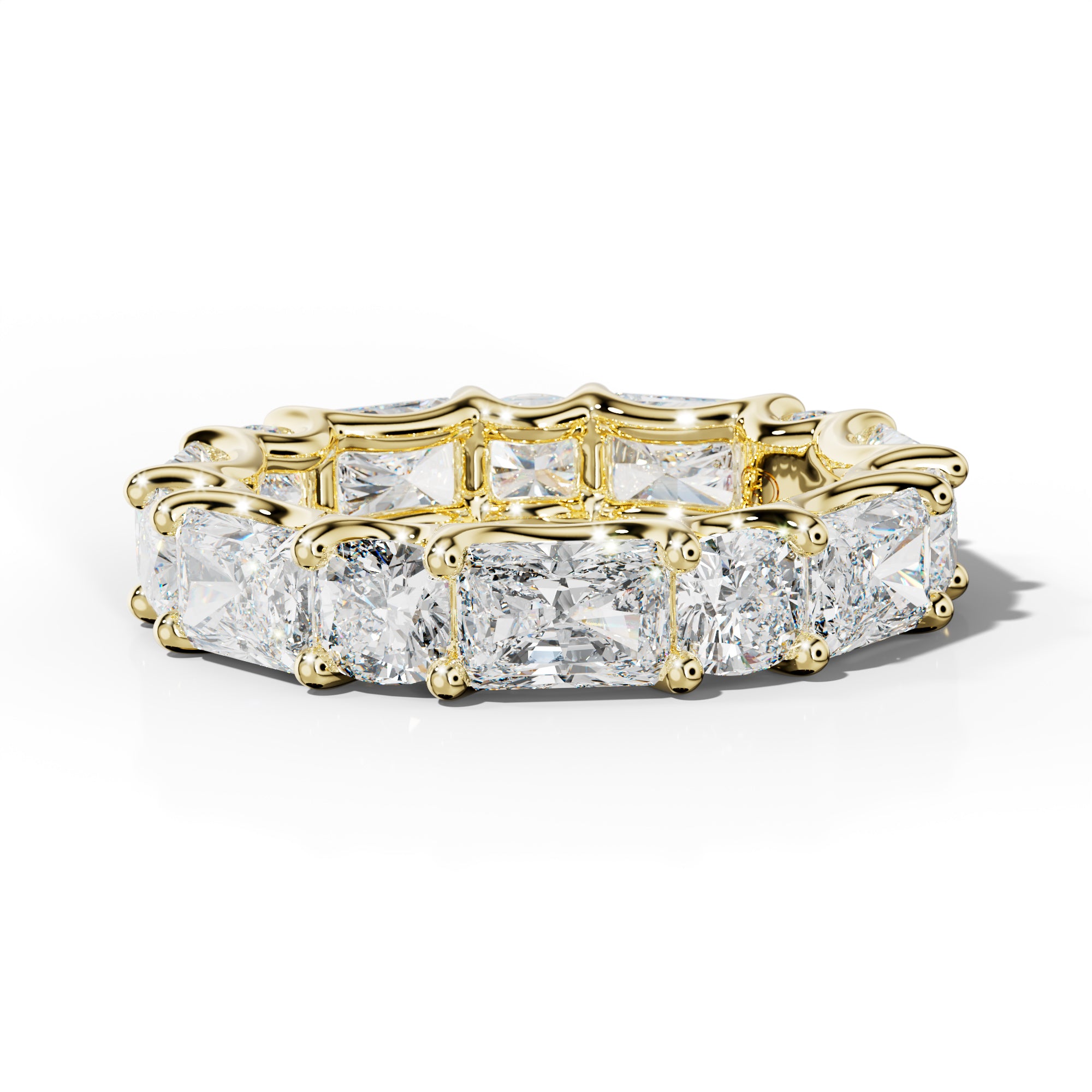 7.0 Carat East West Radiant and Cushion Diamond Eternity Band Shared Prong