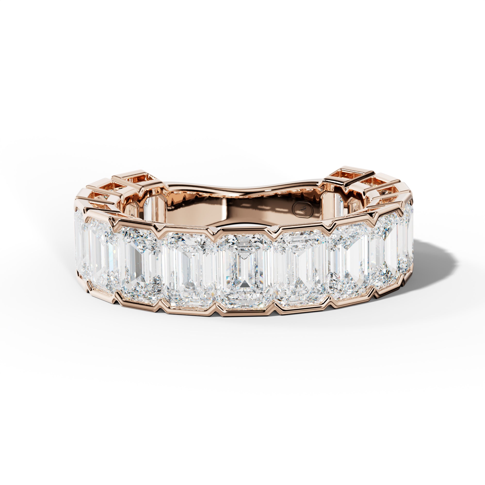 6.0 Carat Emerald Cut Diamond Half Bezel Set 3/4 Anniversary Band